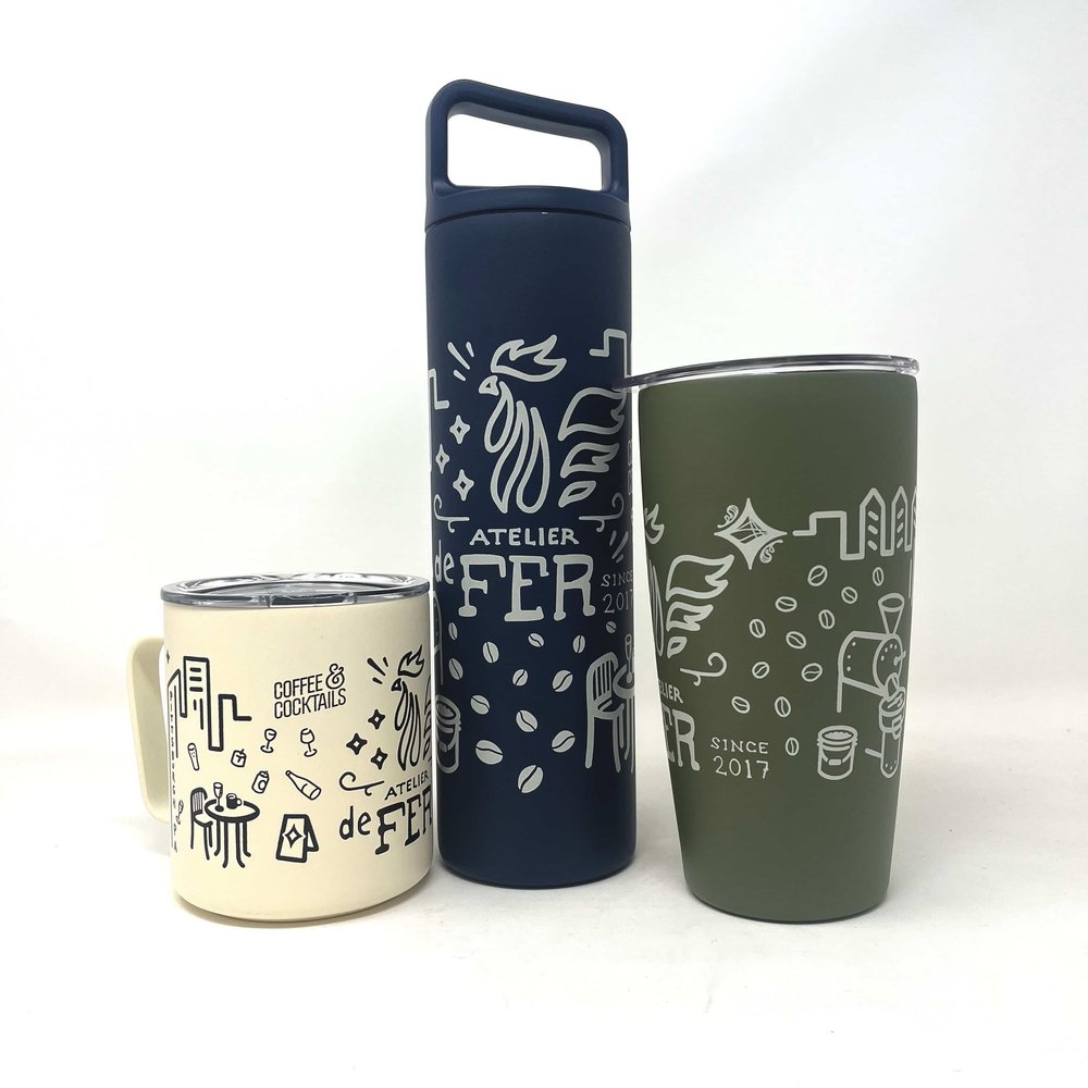 Illustrated Miir Tumblers (Double Wall/Stainless) — De Fer Coffee & Tea