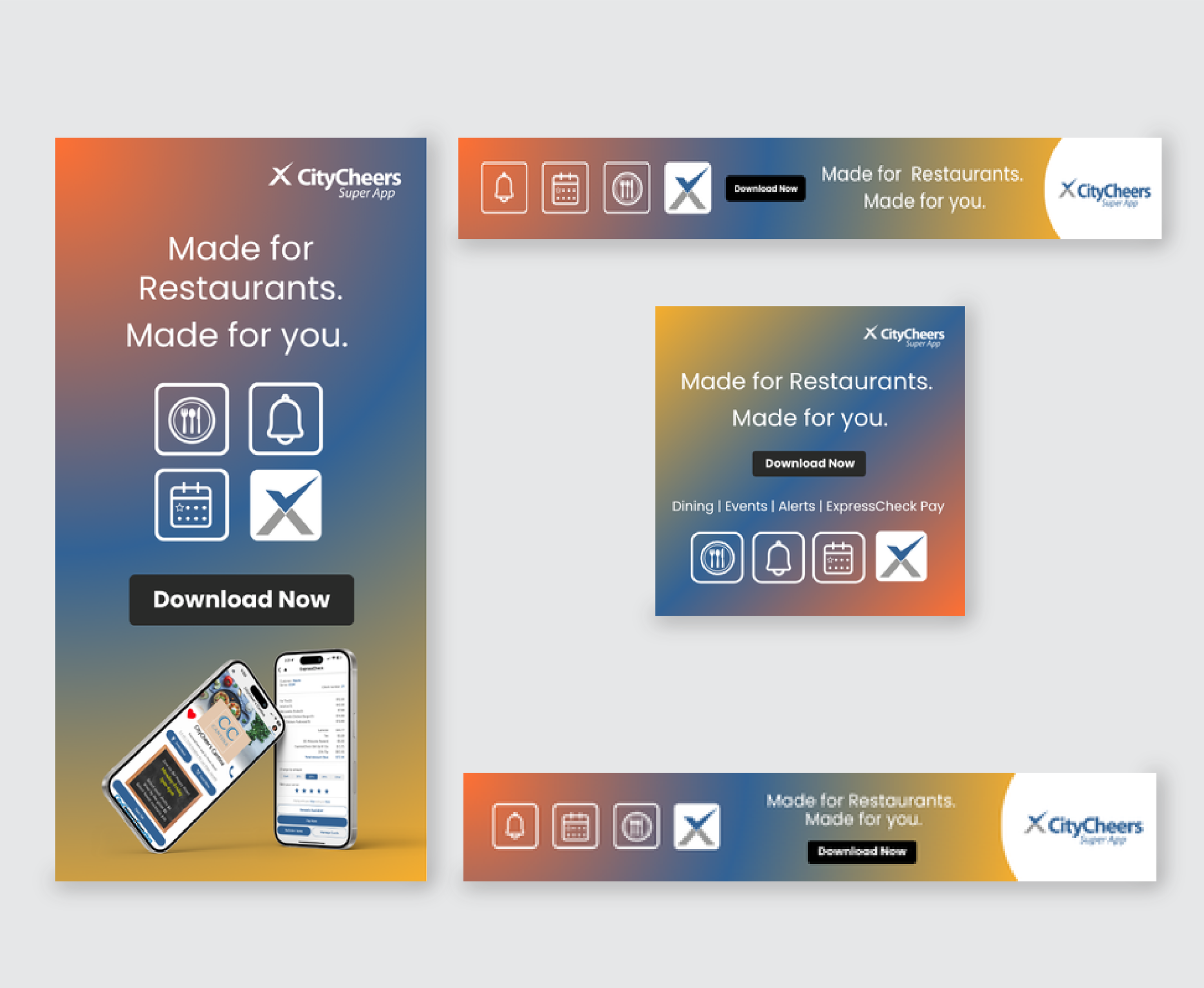 Banner Ads for clients to promote the CityCheers brand on their websites