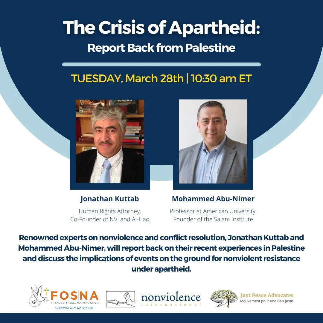 Nonviolence International Presents: The Crisis of Apartheid: Report Back from Palestine 