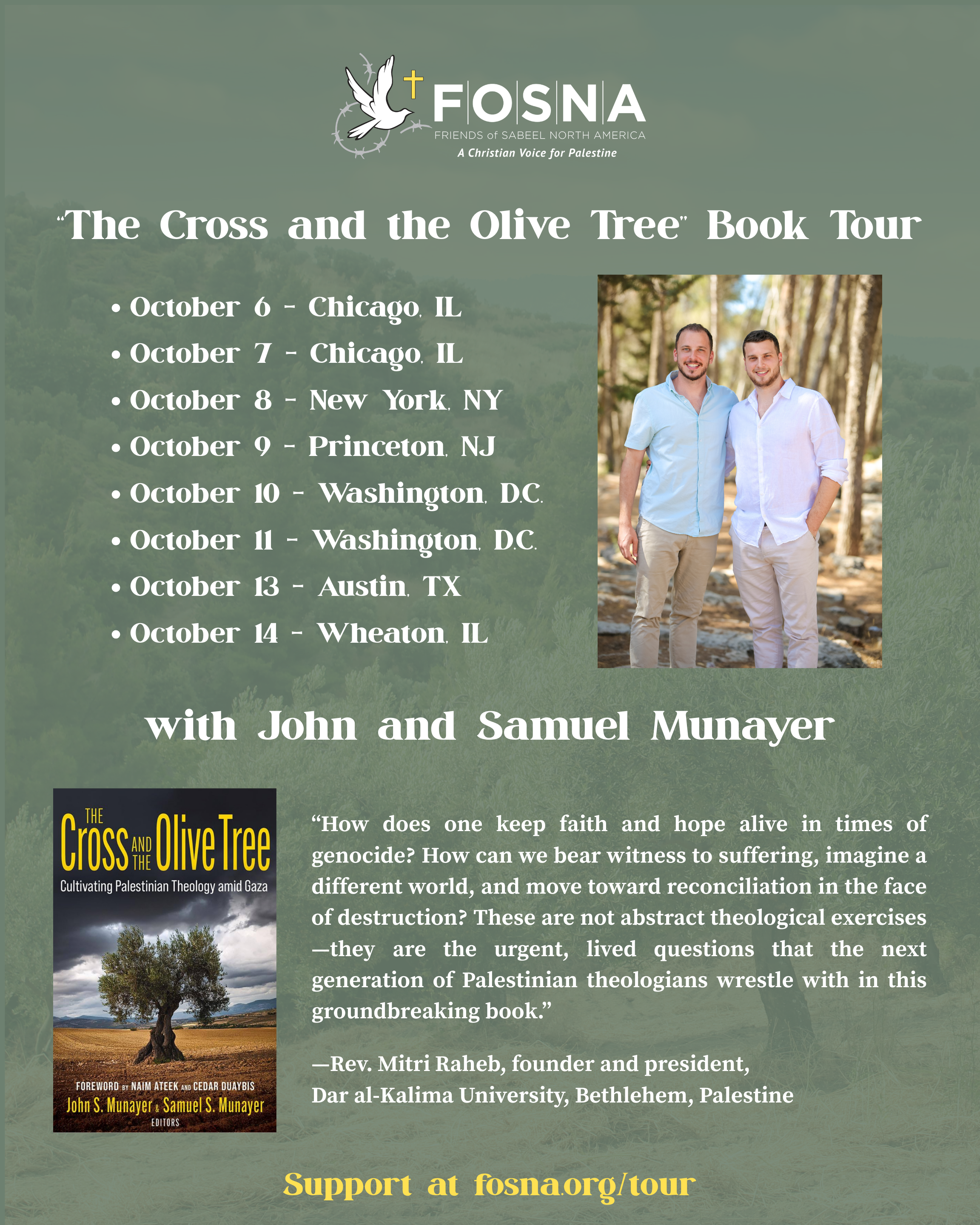 FOSNA presents: “The Cross and the Olive Tree” Book Tour