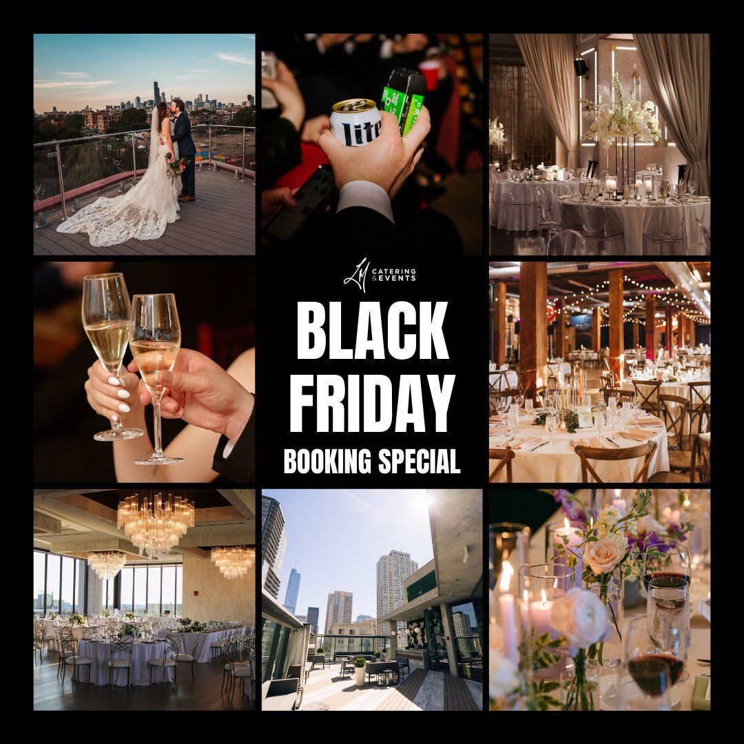 Black Friday is here!!! 🛍️🥂✨

Book your event at LM Studio Chicago or any LM event venue by 11/30/24 for a complimentary 4 Hr Beer &amp; Wine bar! Upgrade to full bar for only $10 per person! Booking contract must be signed within the week of 11/23