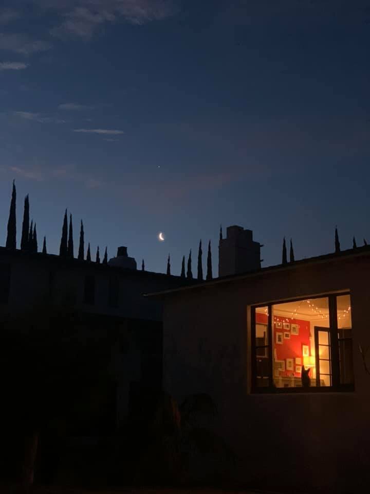 Good night moon sliver. Good morning dawn.