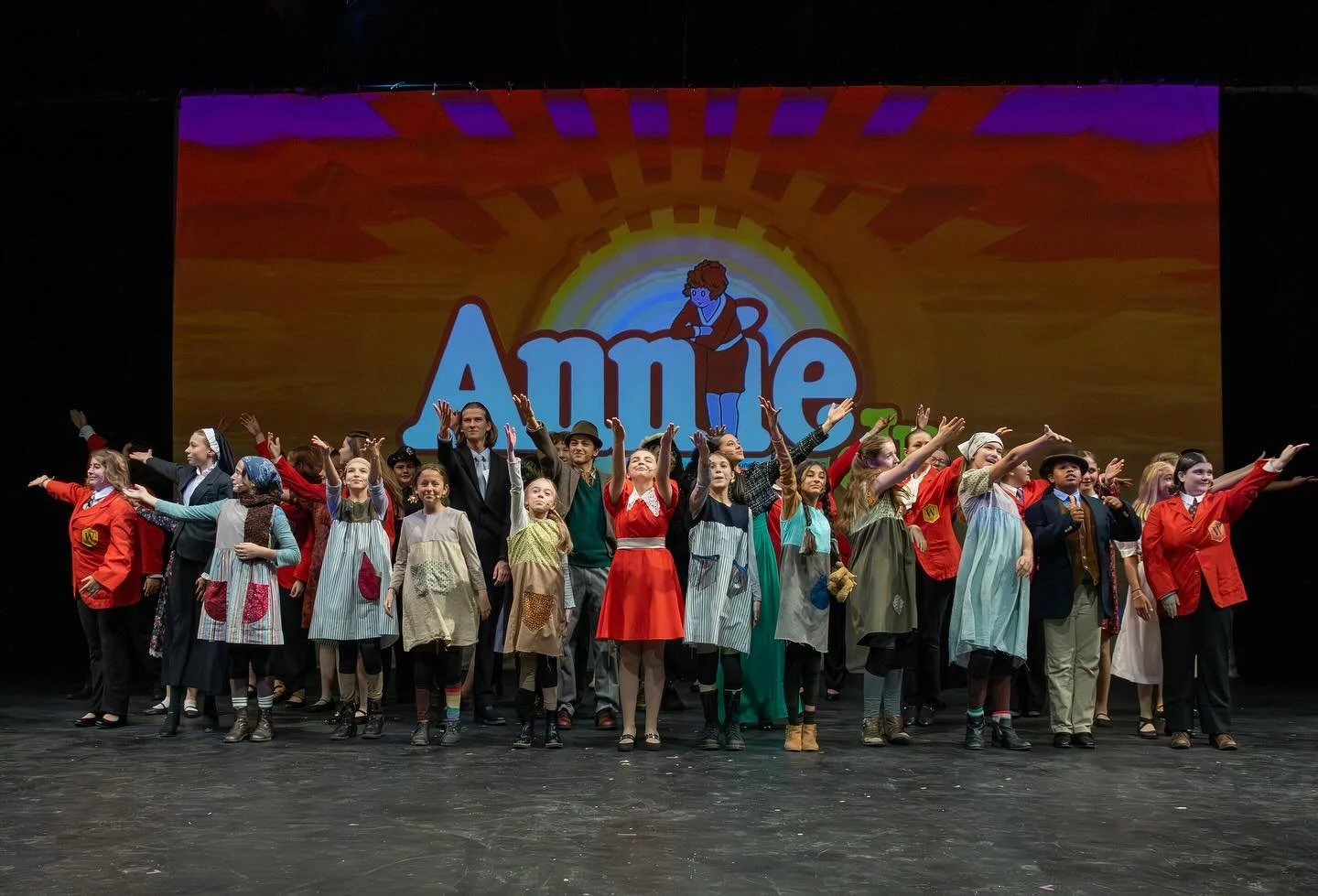 Congrats to the cast and crew of Annie Jr. on an incredible run! Thank you to everyone who volunteered, attended or supported our production in any way. We couldn&rsquo;t have done it without you! ❤️☀️
*
*
*
*
*
*
#AnnieJr #Annie #RunningToPlaces #Mu