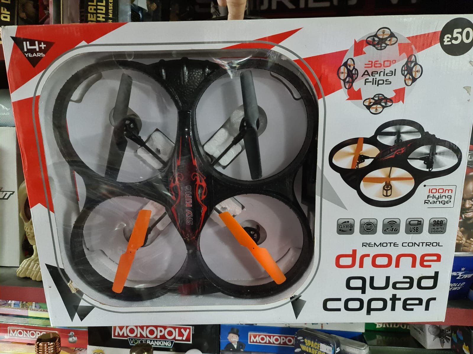 Sky King Remote Control Drone Quad Copter 360 Aerial Flip 100m Flying Range |