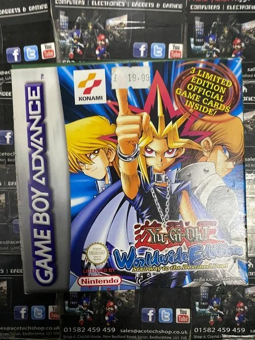 YuGiOh Worldwide Edition Stairway To The Destined Duel Nintendo Gameboy Advance GBA Box Video Game ACE TECH YuGiOh Worldwide Edition Stairway To The Destined Duel Nintendo Gameboy Advance GBA Box Video Game ACE TECH