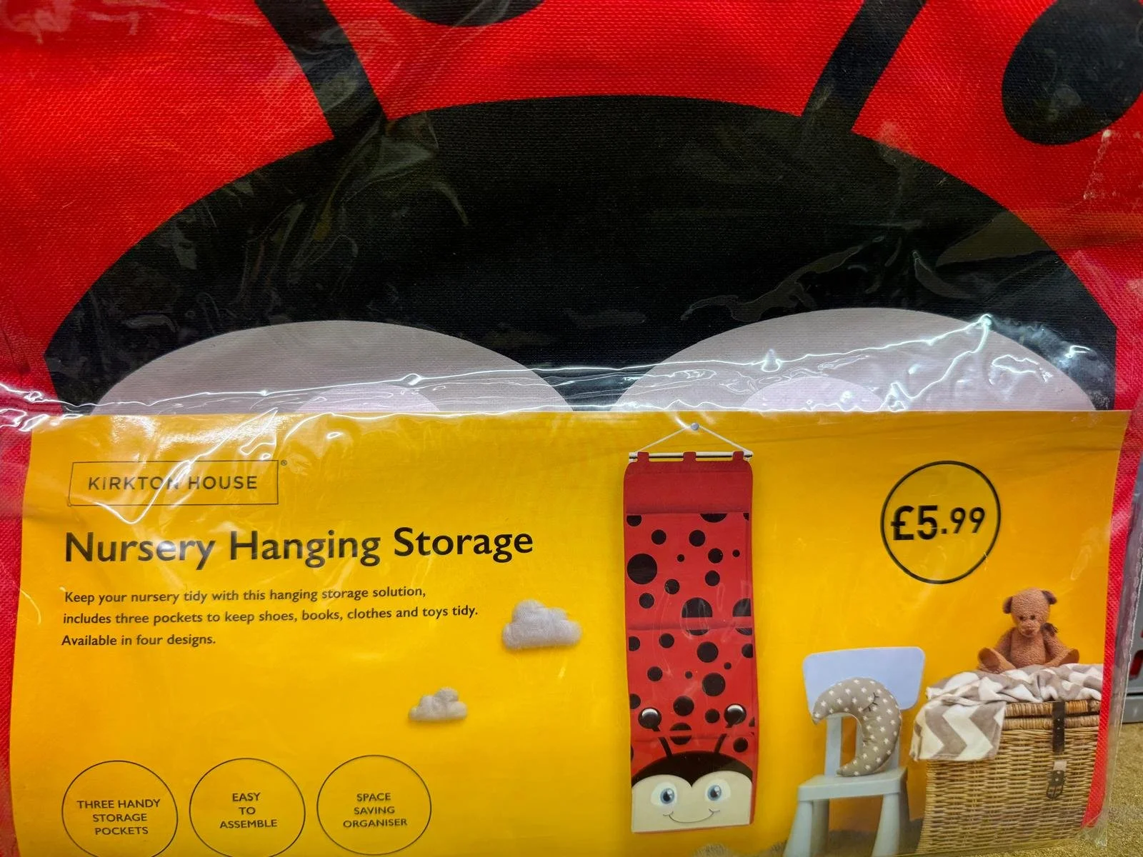 Kirkron House Nursery Hanging Storage Ladybug | CONDITION - NEW | £5.99