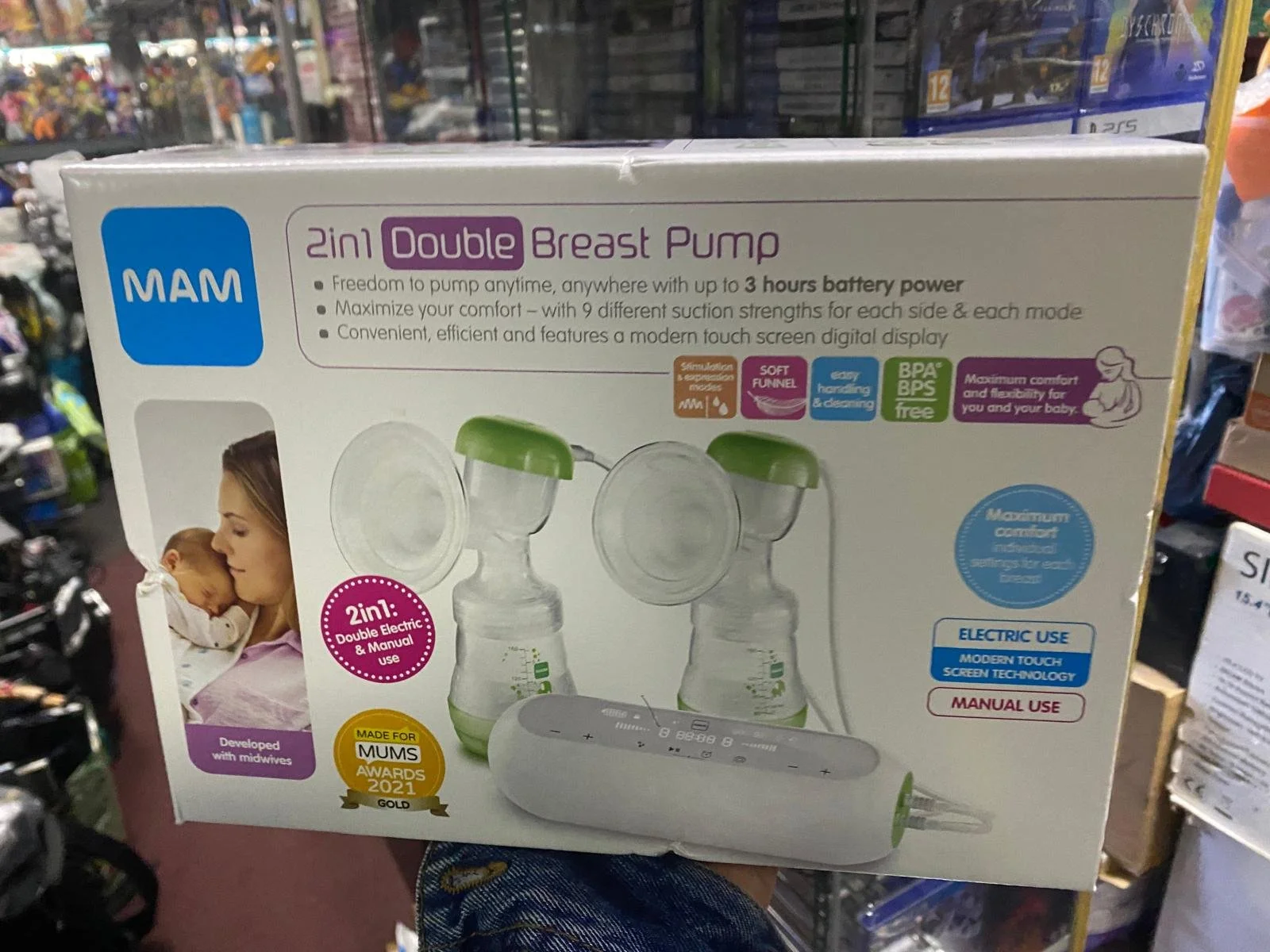 Mam 2-In-1 Double Electric Breast Pump White Green | CONDITION - NEW | £109.99