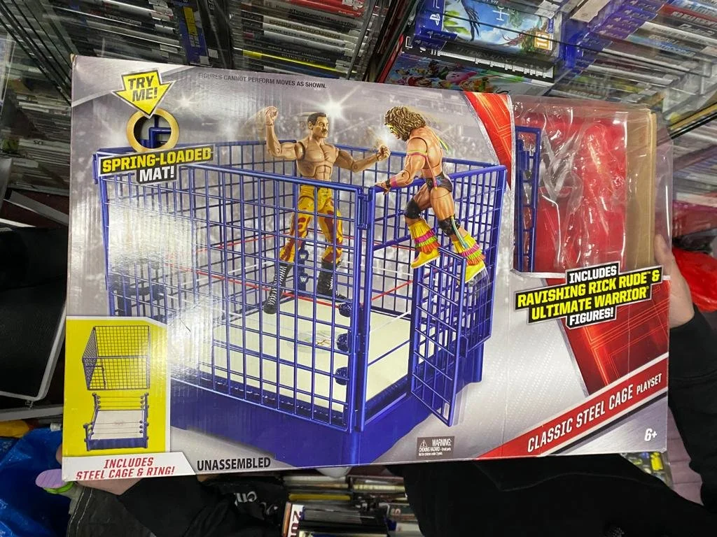 Mattel Elite WWE Classic Steel Cage Ultimate Warrior & Rick Rude Wrestling Ring No Figures | CONDITION - USED | £59.99