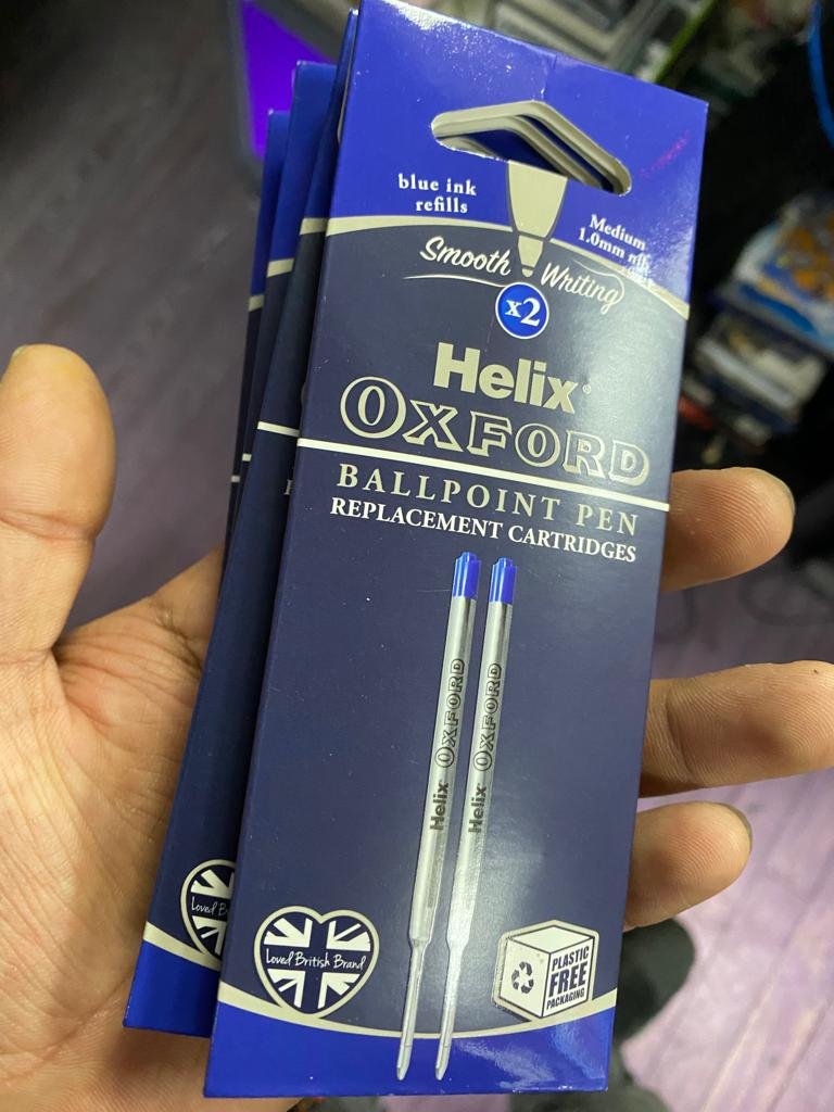 Helix Oxford Ballpoint Pen Replacement Cartridges Blue Ink Refill 2 Pack | CONDITION - NEW | £2.99