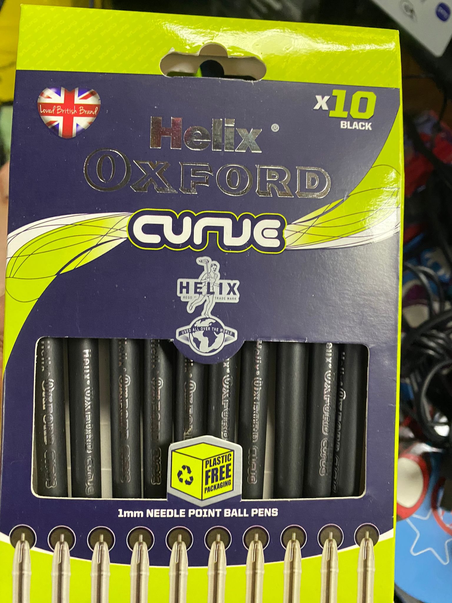 Helix Oxford Curve 1mm Needle Point Ball Pens 10 Black Pack | CONDITION - NEW | £4.99