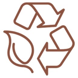 A recycling symbol combined with a leaf, indicating eco-friendly or recyclable materials.