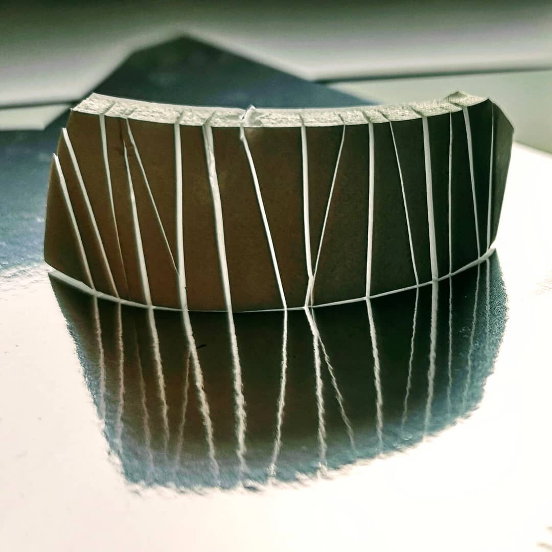 Playing with light. Experimenting with materials back in 3d design week.
.
This inspired a round concert hall element within a city centre culturehub (art, music, community, opportunities for activity and for learning).
.
We used Richard Serra's proc