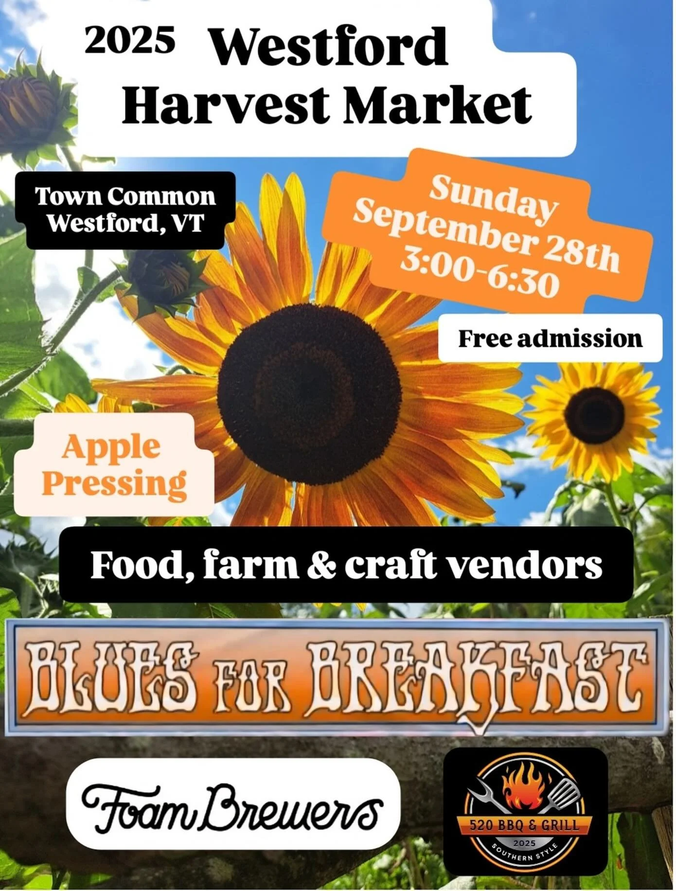 The last market is here! Blues for Breakfast will be playing tunes from 3:30-6:30! Foam will be pouring beer! 

Find us and many more amazing vendors this Sunday 3-6pm at the @westfordfarmersmarketvt

#farmersmarket #vermontfarm #vermontfarmers