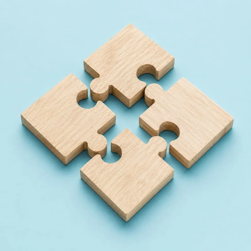 wooden puzzle pieces