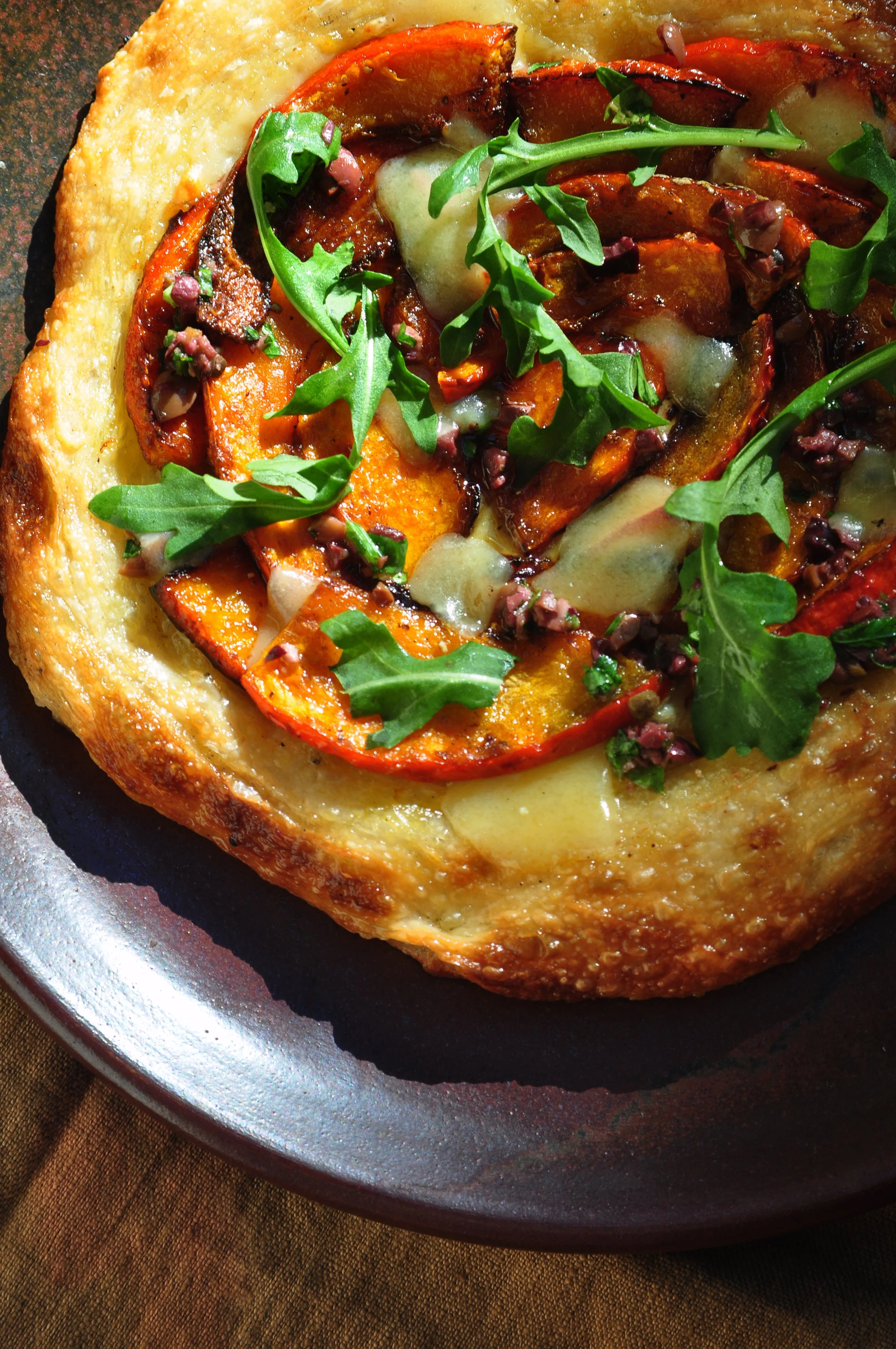 alex’s winter squash, comté, black olive tapenade & arugula focaccia