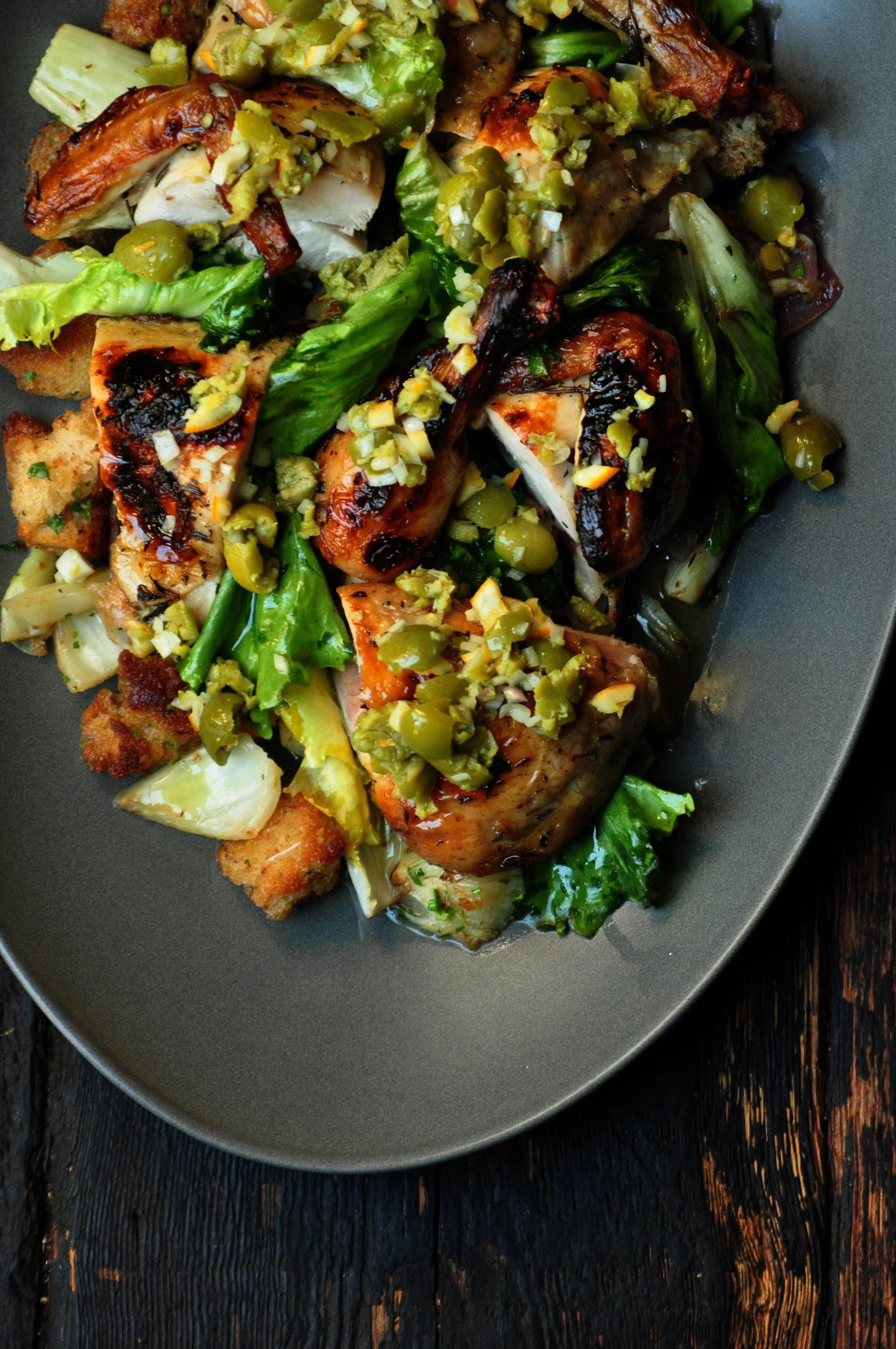 "Ode to Zuni Chicken" A platter of Roasted chicken with Calatrave olives