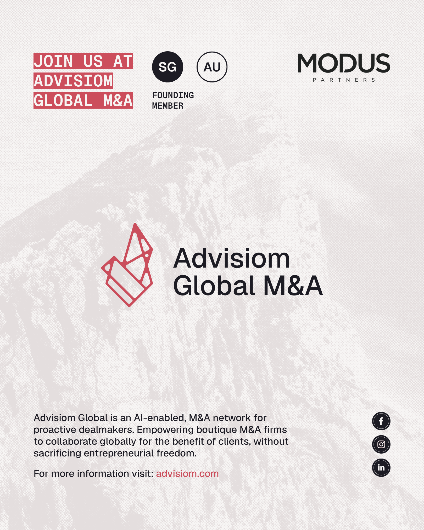Modus Partners is a founding member of the Advisiom Global M&A Network