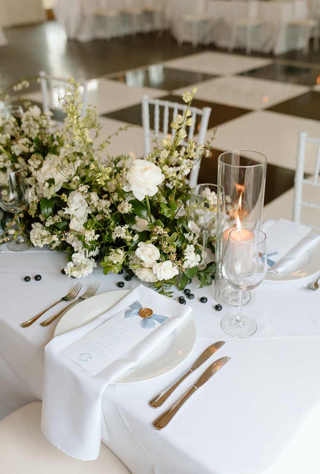 the reception set up at Crystal & Derek's Elegant Destination Wedding in Colorado at The Manor House