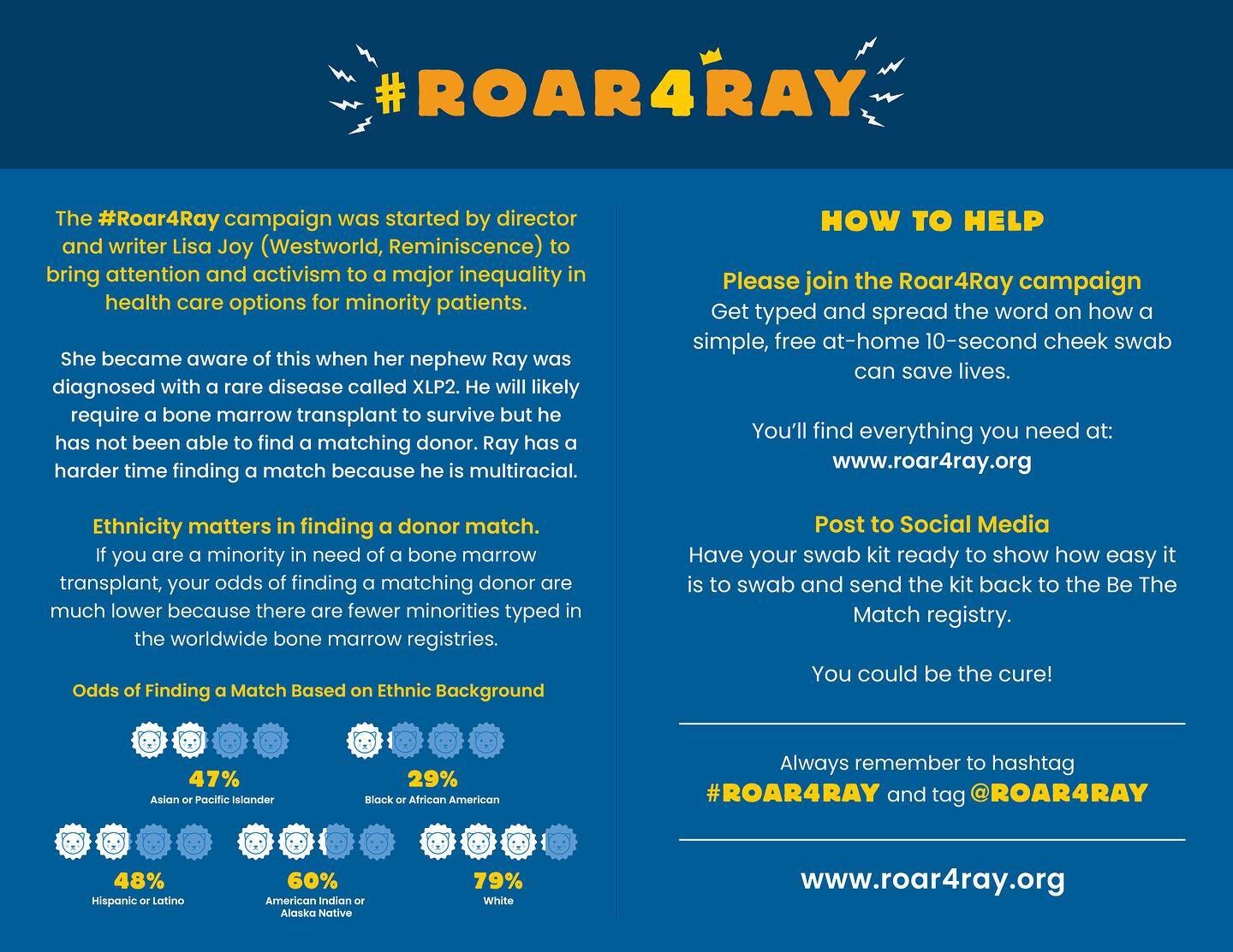Everything you need to know about #Roar4Ray. Zoom in for a closer look.

We decided to compile all the most important information from our website into one shareable resource for you.

We encourage you to share this with your friends, family, and soc