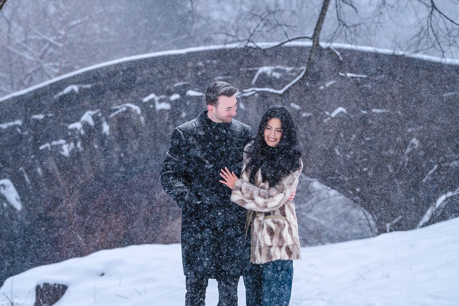 Proposal at the plaza hotel &amp; central park winter engagement | Jake &amp; andrea