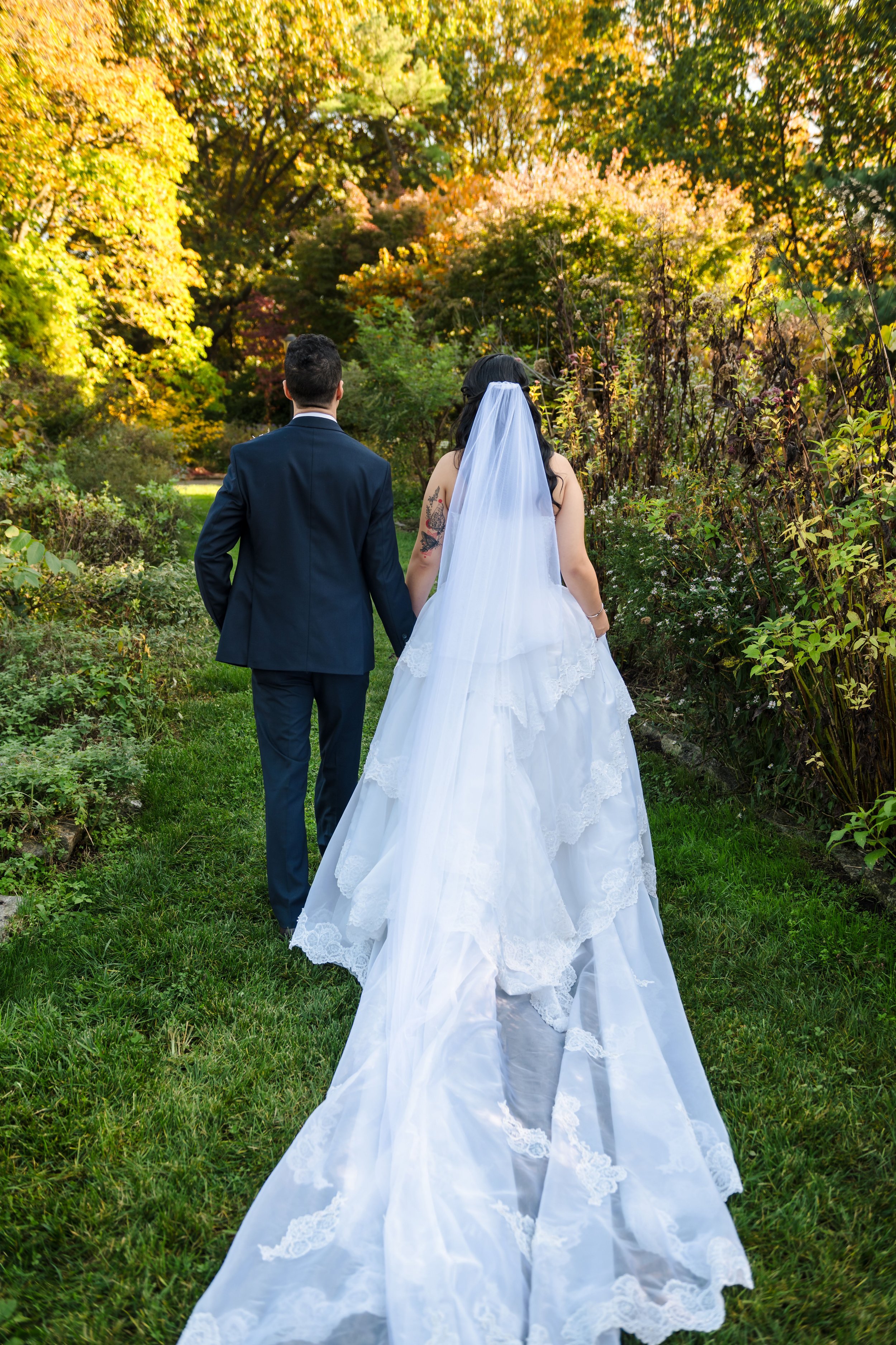 Bride & groom at Queens Botanical Garden, Flushing wedding
