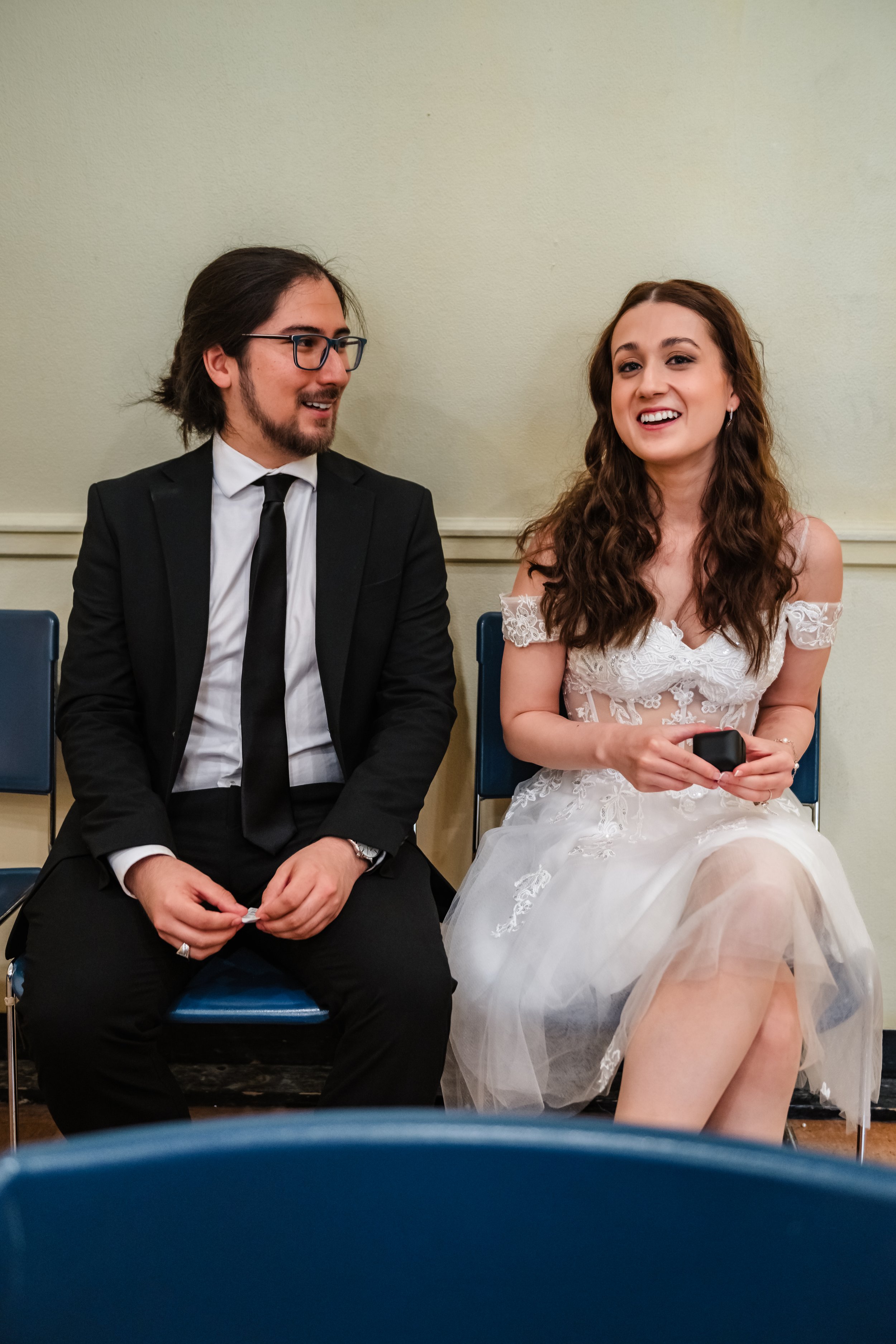 Bride and groom at Brooklyn City Hall elopement