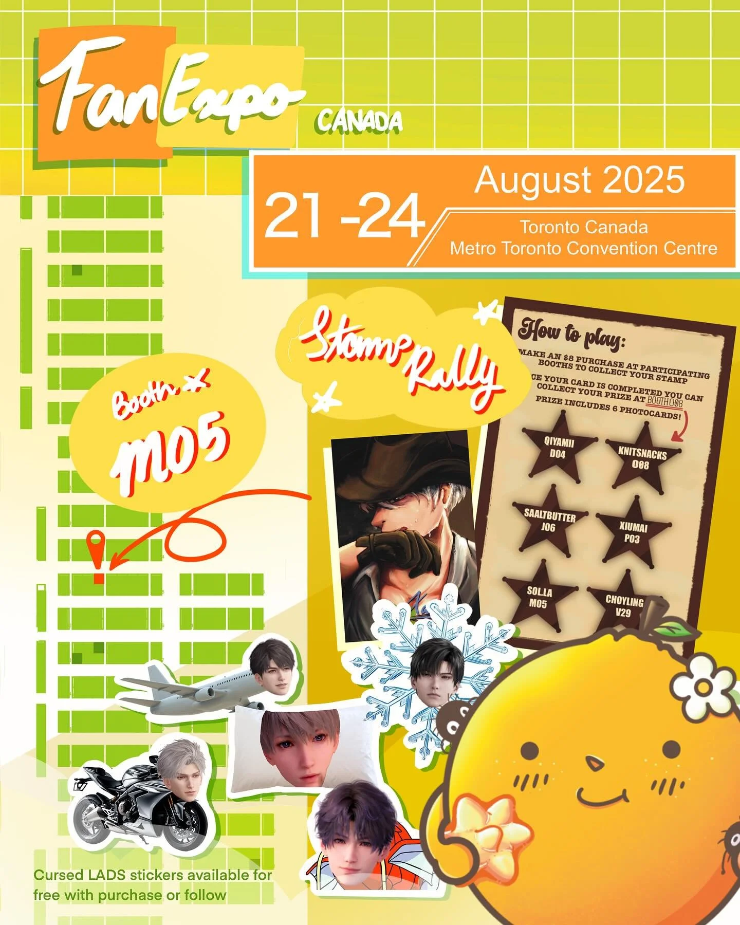 ✨ Hellos, I&rsquo;ll be at Fanexpo this year. I&rsquo;m located at booth M05. I&rsquo;m also apart of the lad photocard rally heheheh. This event I&rsquo;m also hosting as summer sale on stickers keychains and wristlets since I&rsquo;ll be discontinu