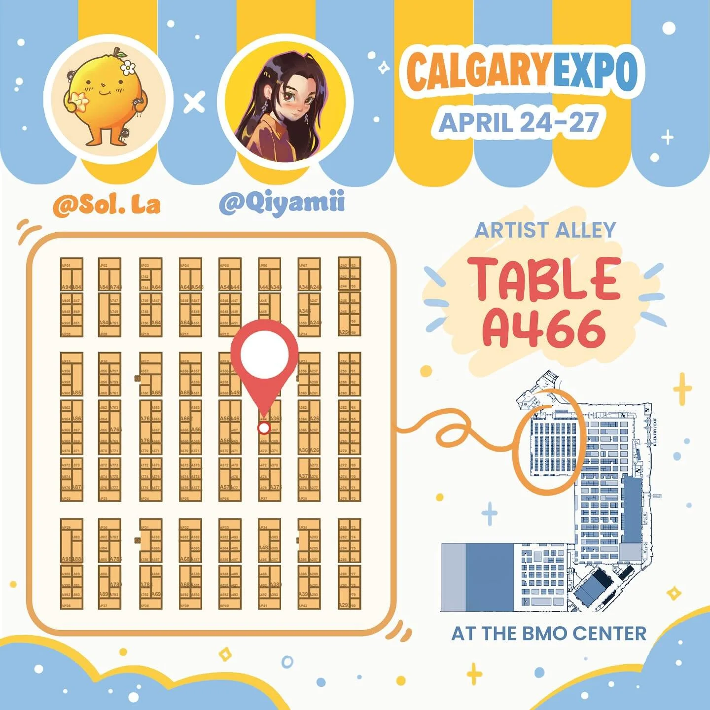 ✨Here at Calgary expo with @qiyamii  hehehehhe booth A466. First time in Calgary. yippee.✨

Graphic done by @qiyamii 

#calgary #artistalley #smallbusiness