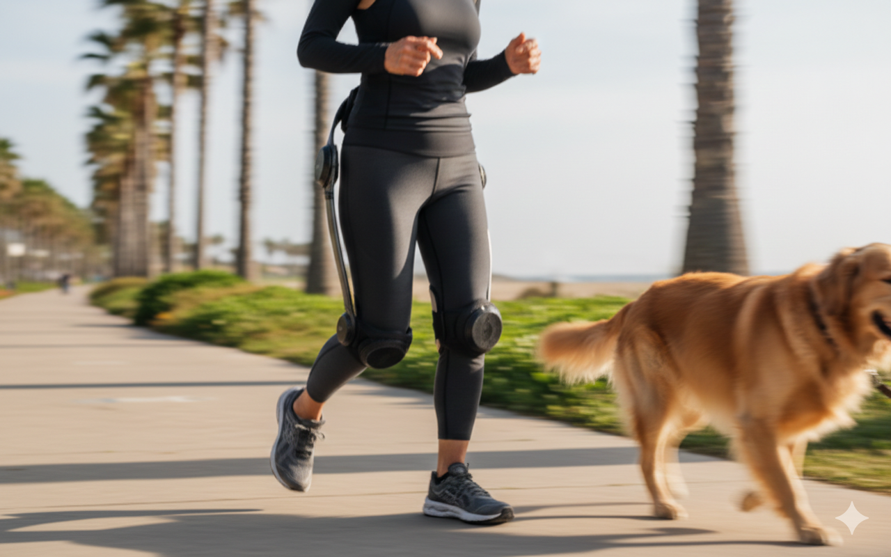 AI generated exoskeleton technology visual Singapore healthcare marketing