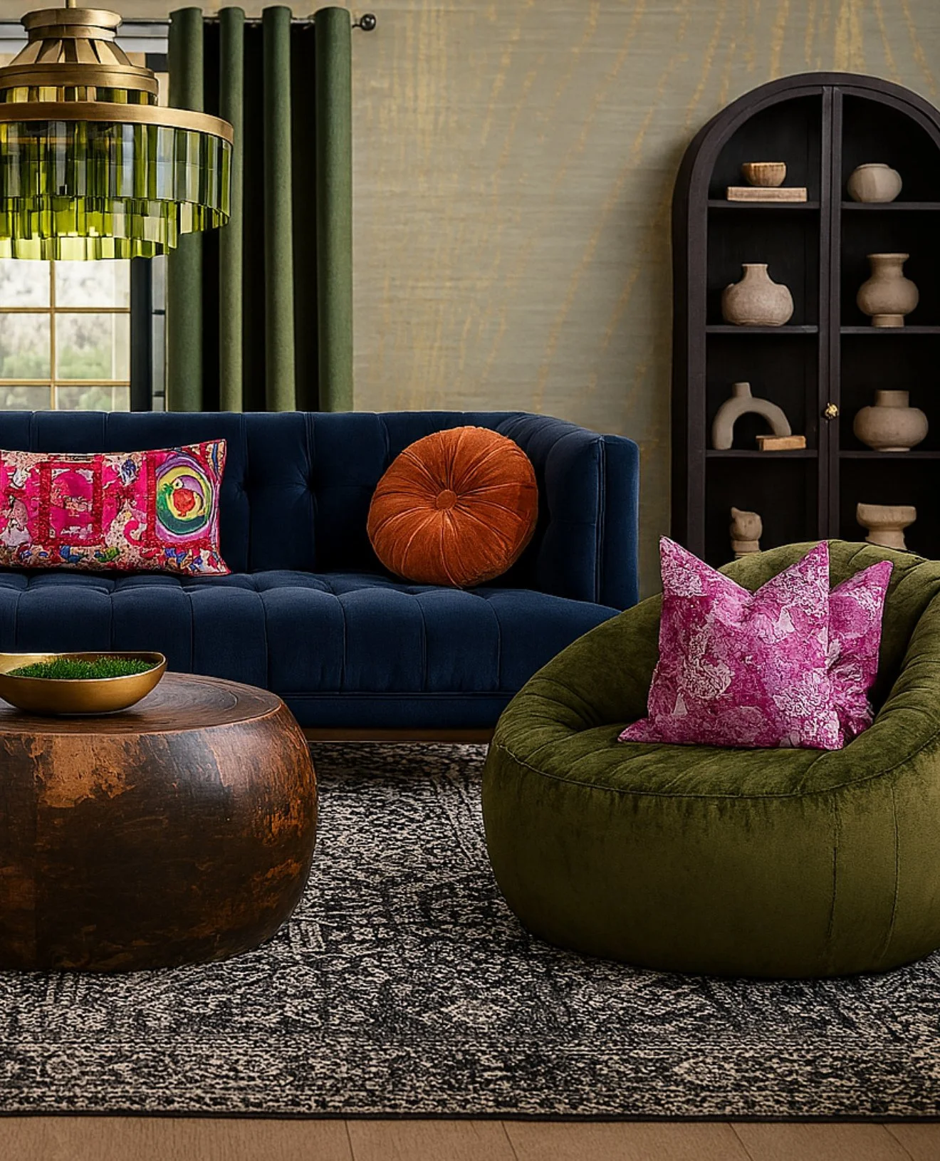 ✨️GET INTO THE DETAILS✨️ These pieces understood the assignment 🎯 . Highlighting some of our favorite pieces we chose for this E-Design project. Each piece was selected from our ELM shop and carefully curated into a beautiful eclectic space, down to