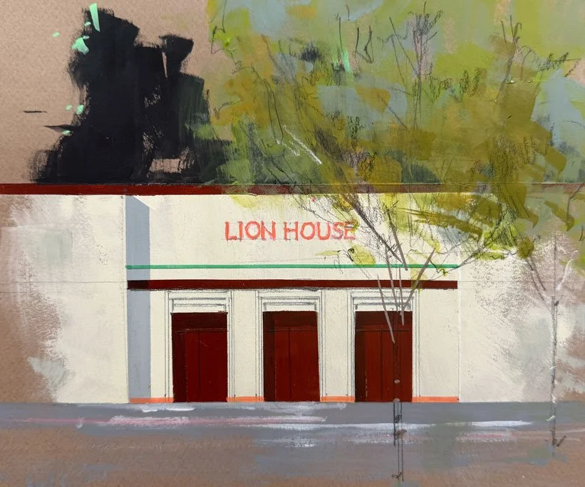 Lion House SF Zoo | 6"x12" Acrylic on Paper |  Contact For Pricing