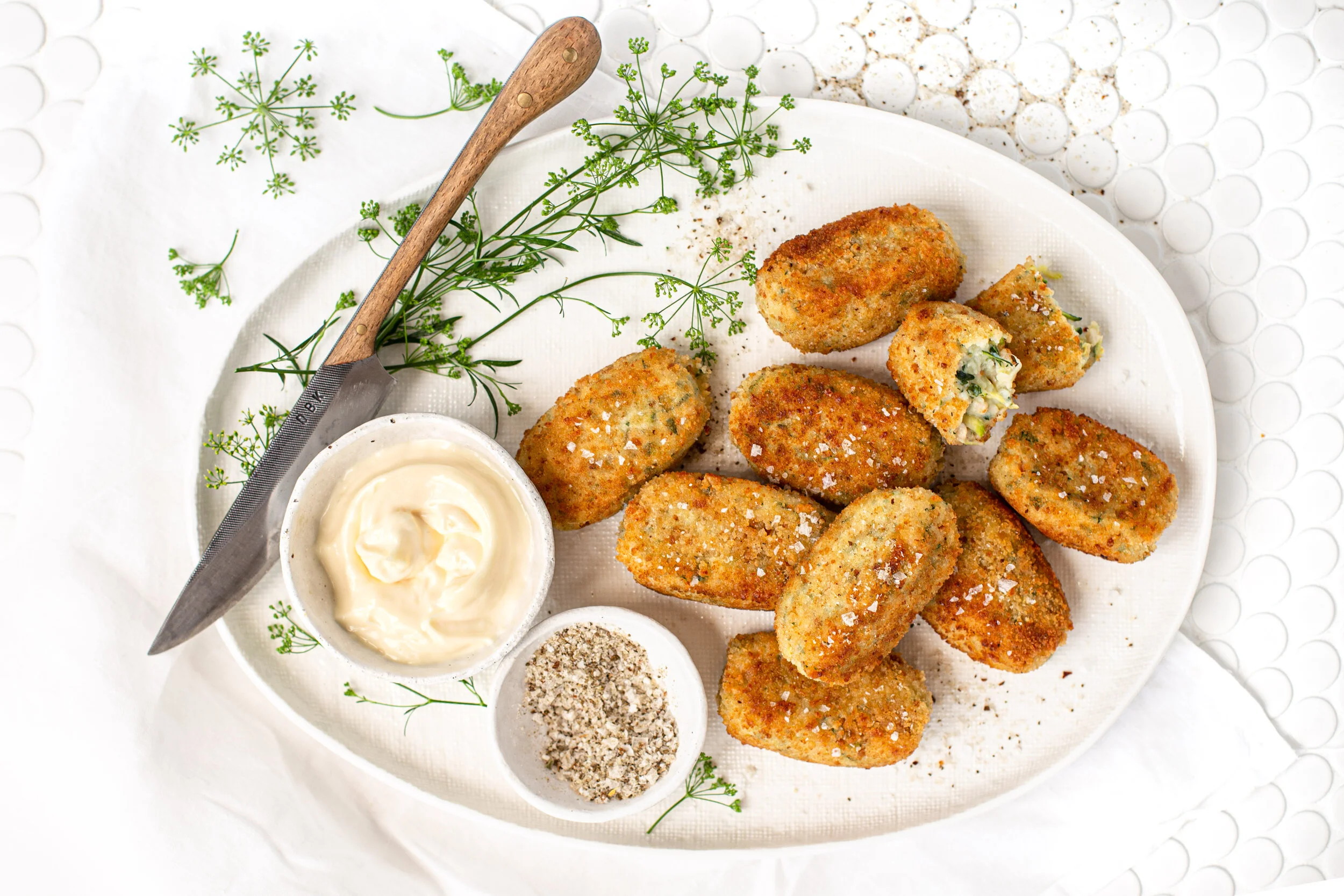Smoked Chicken &amp; Zucchini Croquettes with Aioli