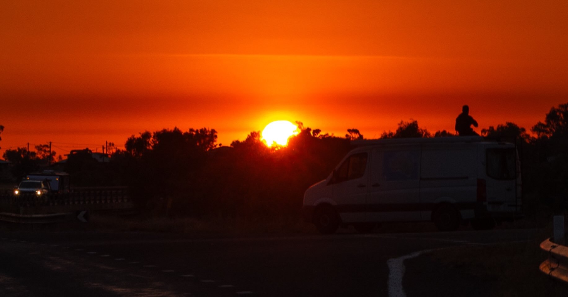 Driving out of Camooweal this morning I captured this great shot of a guy sitting on the roof of his car to watch the sun rise. 

I love this image so much cos It&rsquo;s the simple things in life that we should all stop and take time to appreciate.