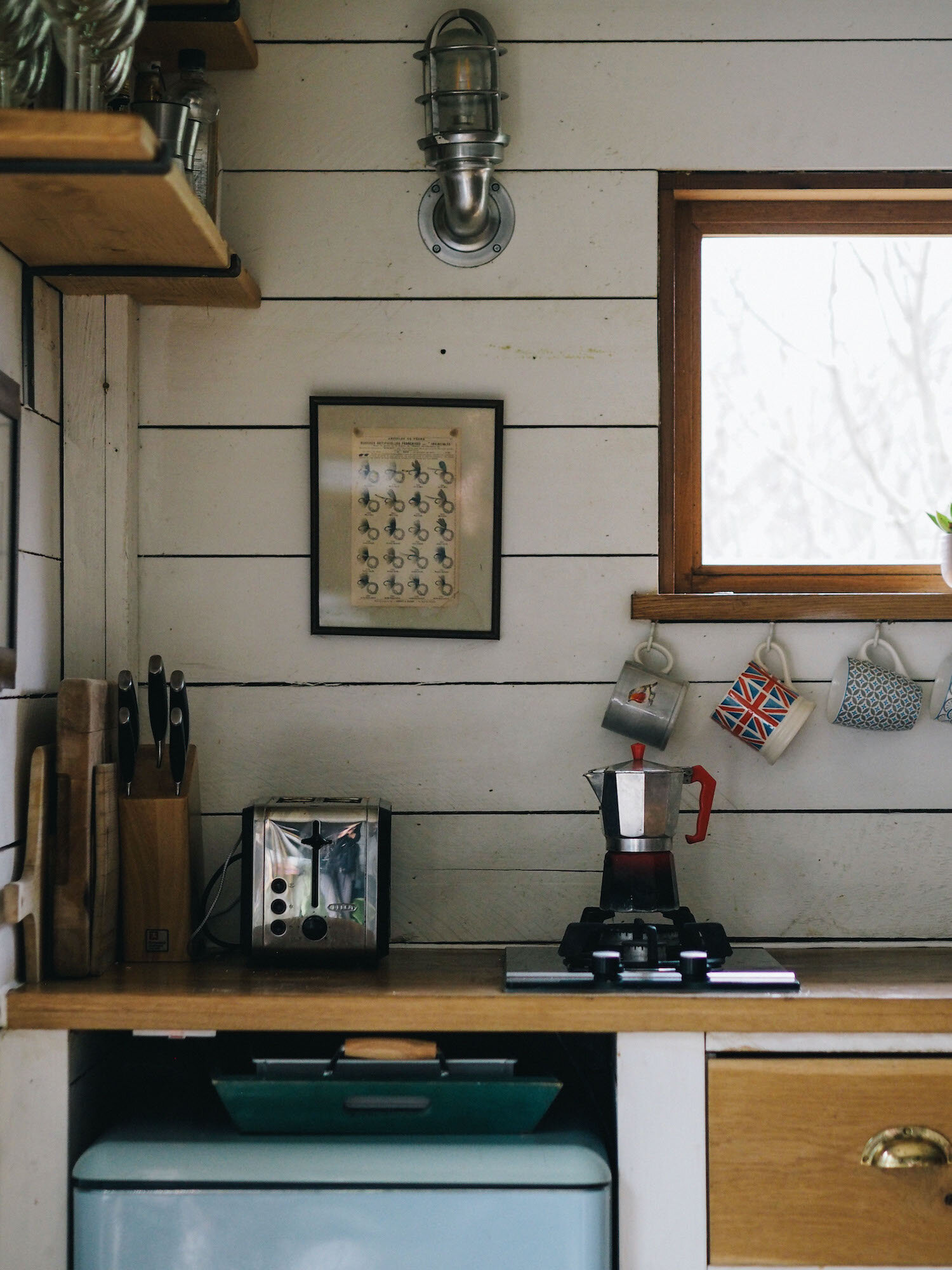Cosy kitchen at Ditchling Cabin