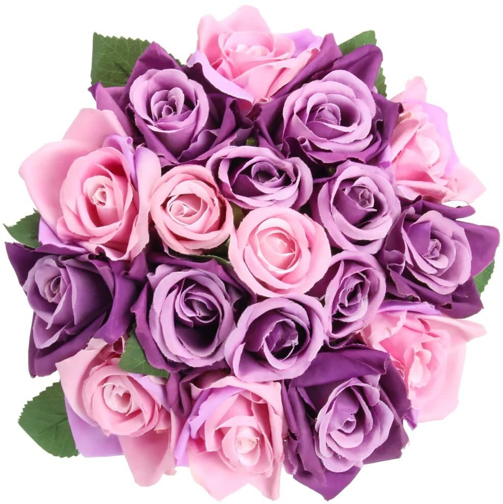 18Heads Artificial Silk Rose Plant Flower Bouquet Bride Wedding Party Home Decor 