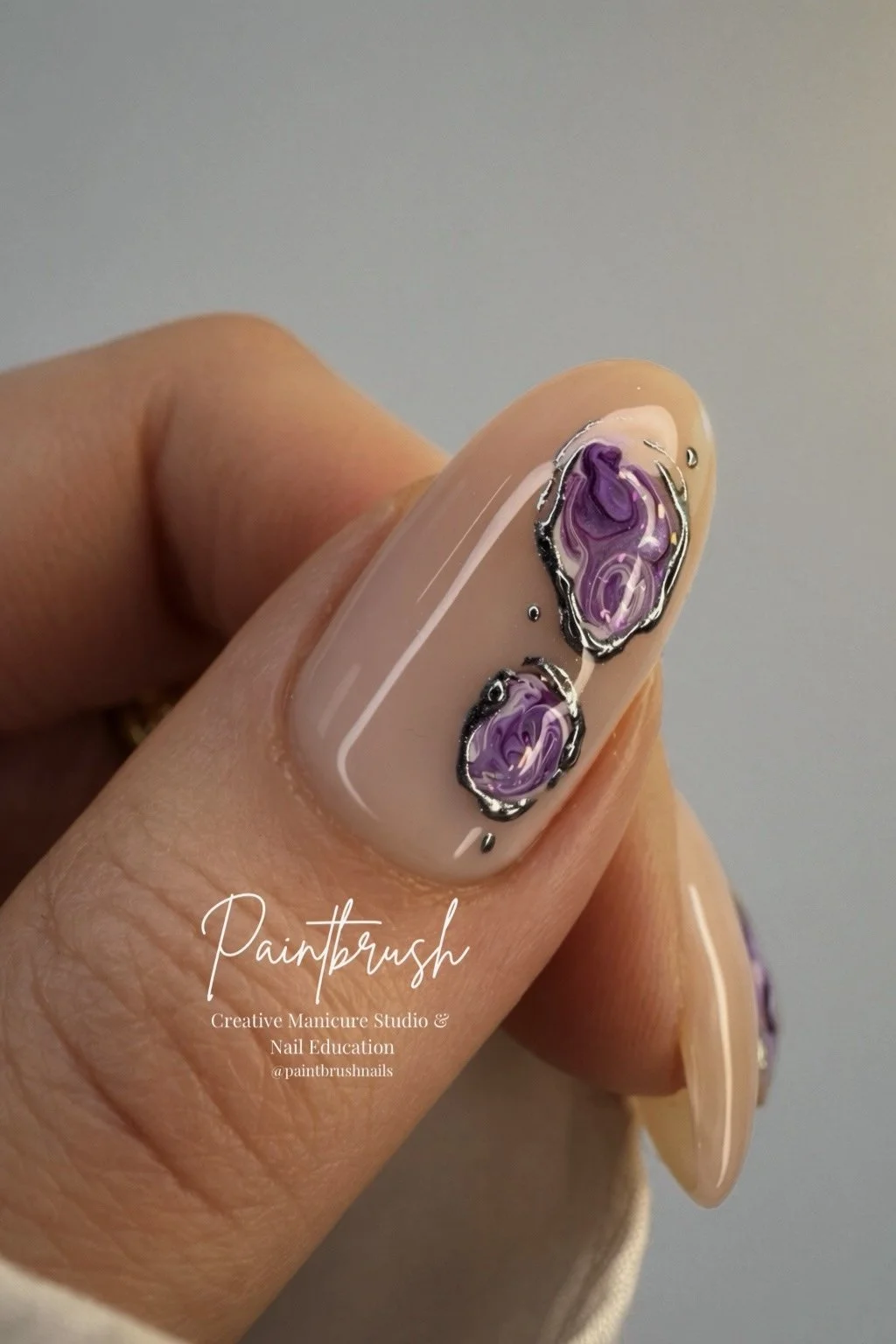February Birthstone Nails: Amethyst-Inspired Nail Art with Celestial Details