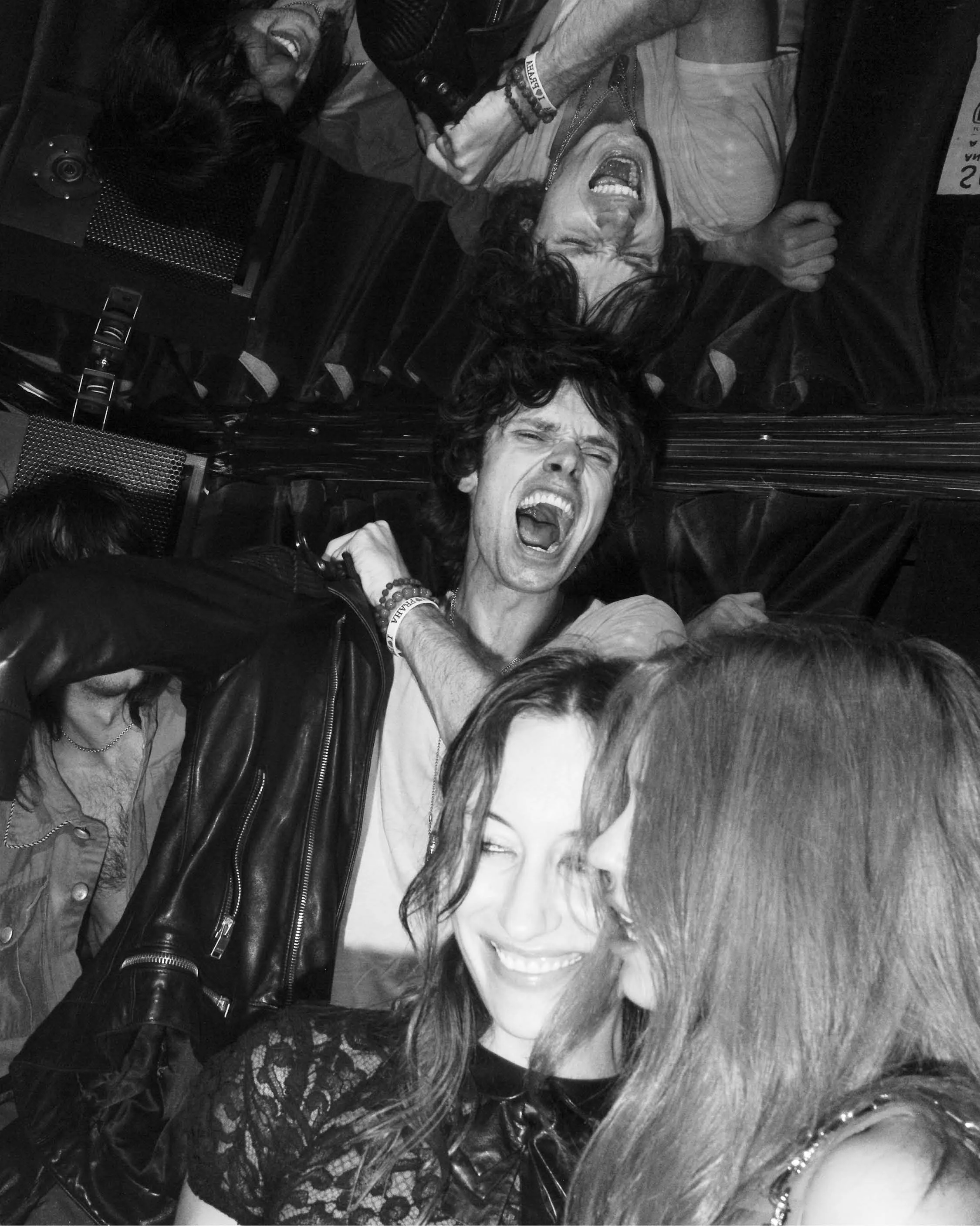 from left: Wolf Gillespie, Chandler Ransom Lucy, Morgan Maher and Solange Smith at Post Party / The 1989, Chez Moune, Paris