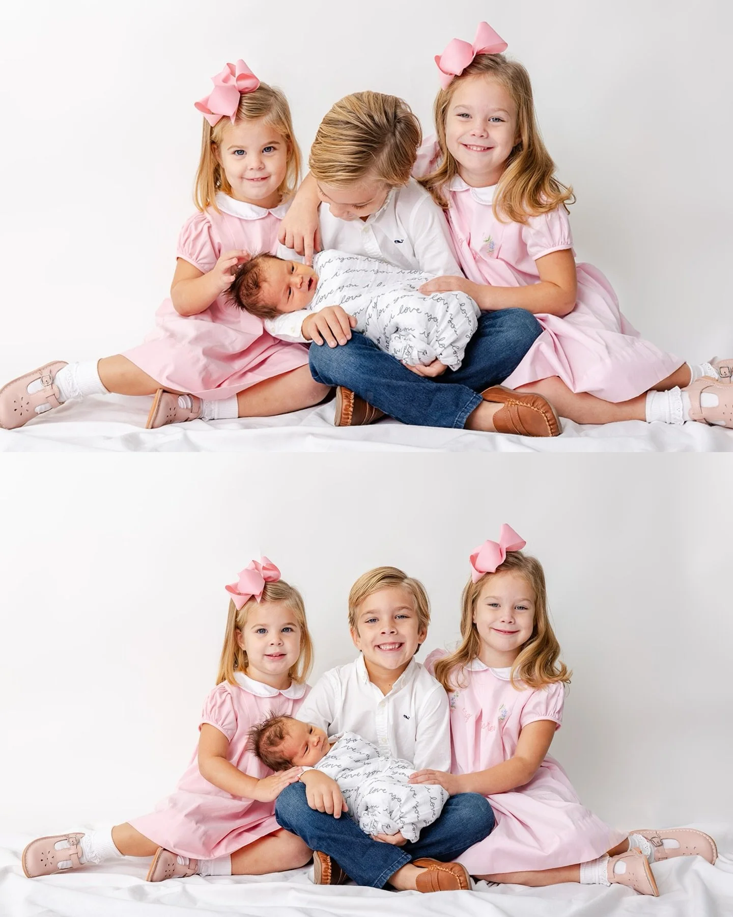 A fun time was had capturing this energetic crew and their new sibling 💕I had flashbacks to my own siblings and I taking family photos growing up!