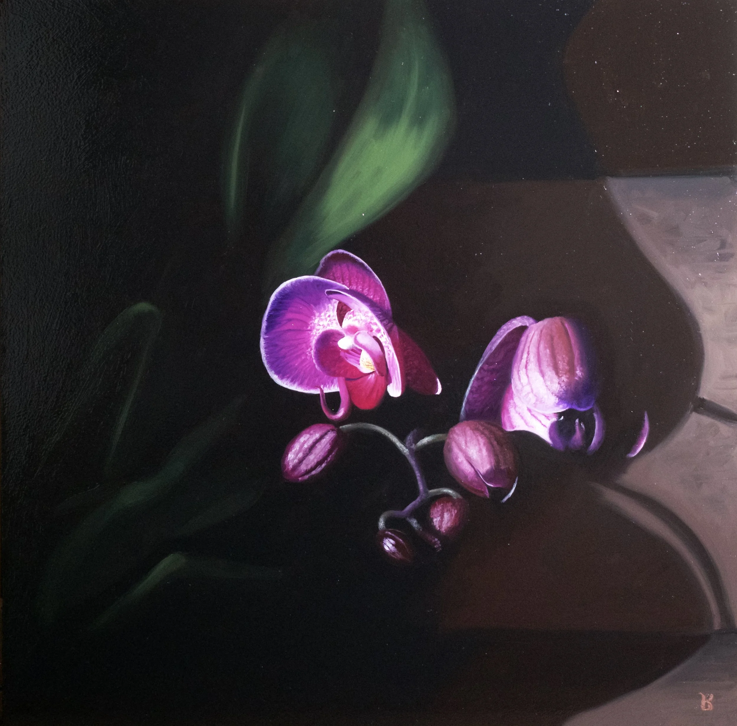 Qi's Orchid Blooms, 12 x 12, SOLD