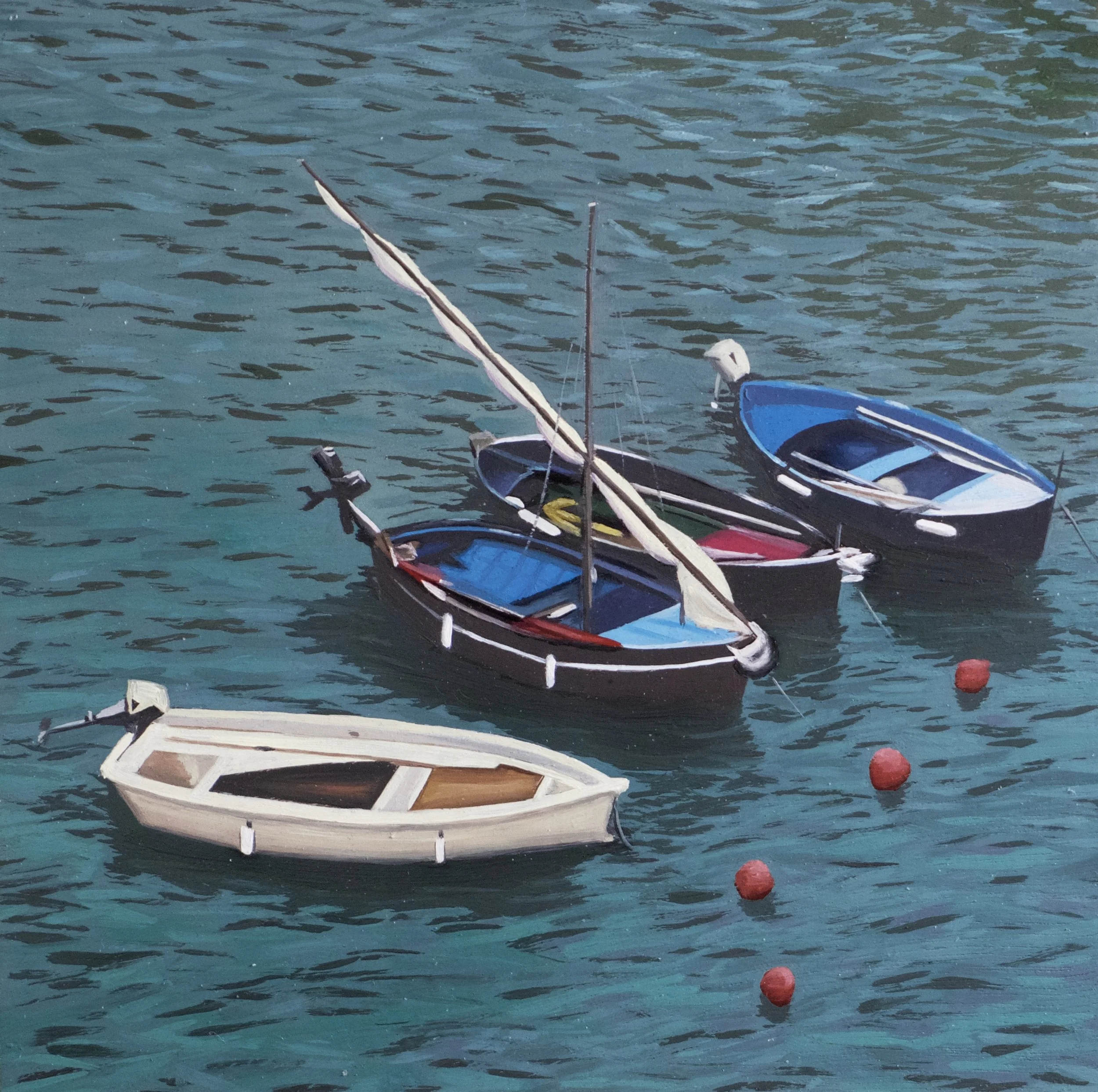 Vernazza Boats, 6 x 6, SOLD
