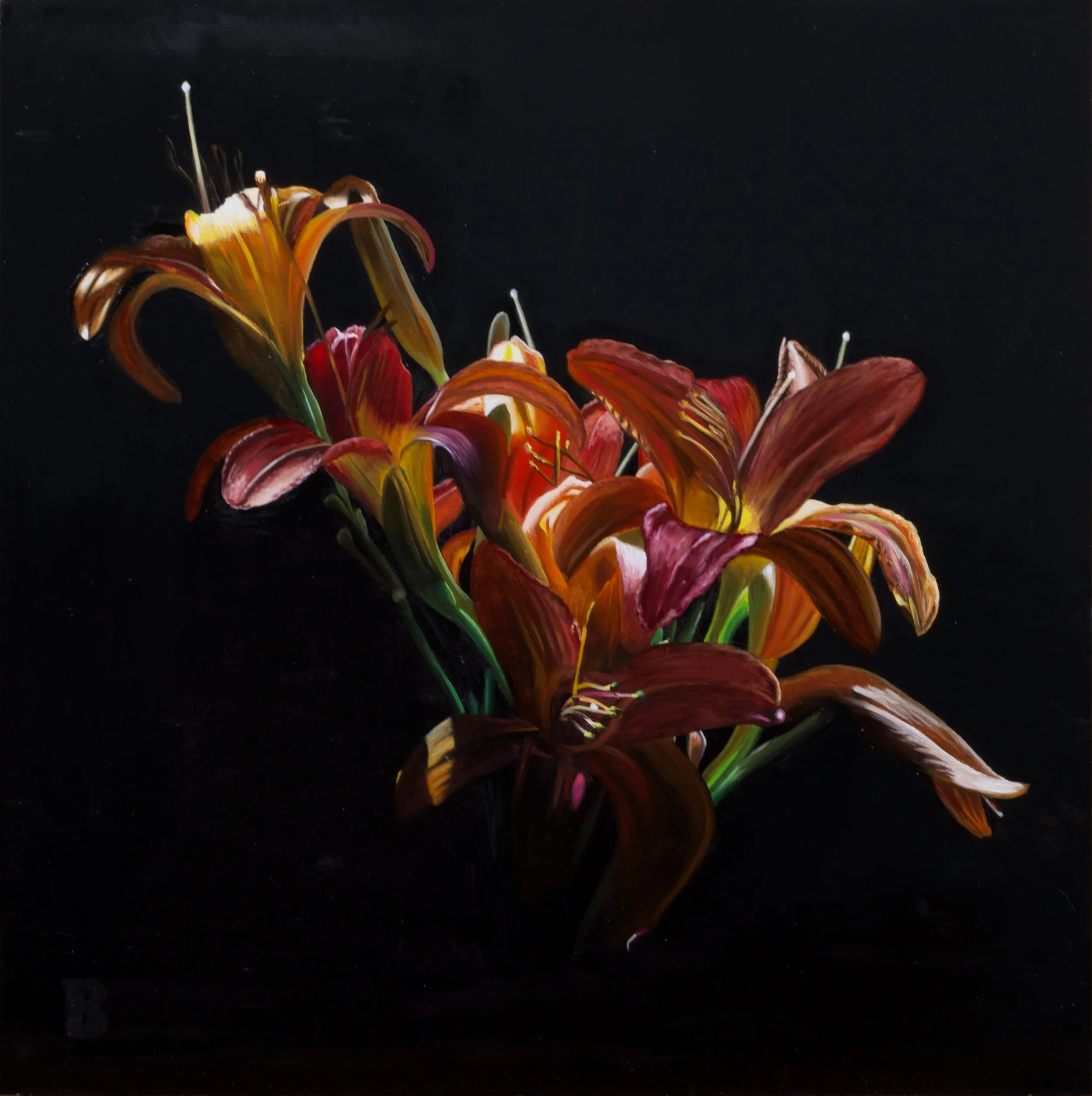 Garden Lillies, 12 x 12, SOLD