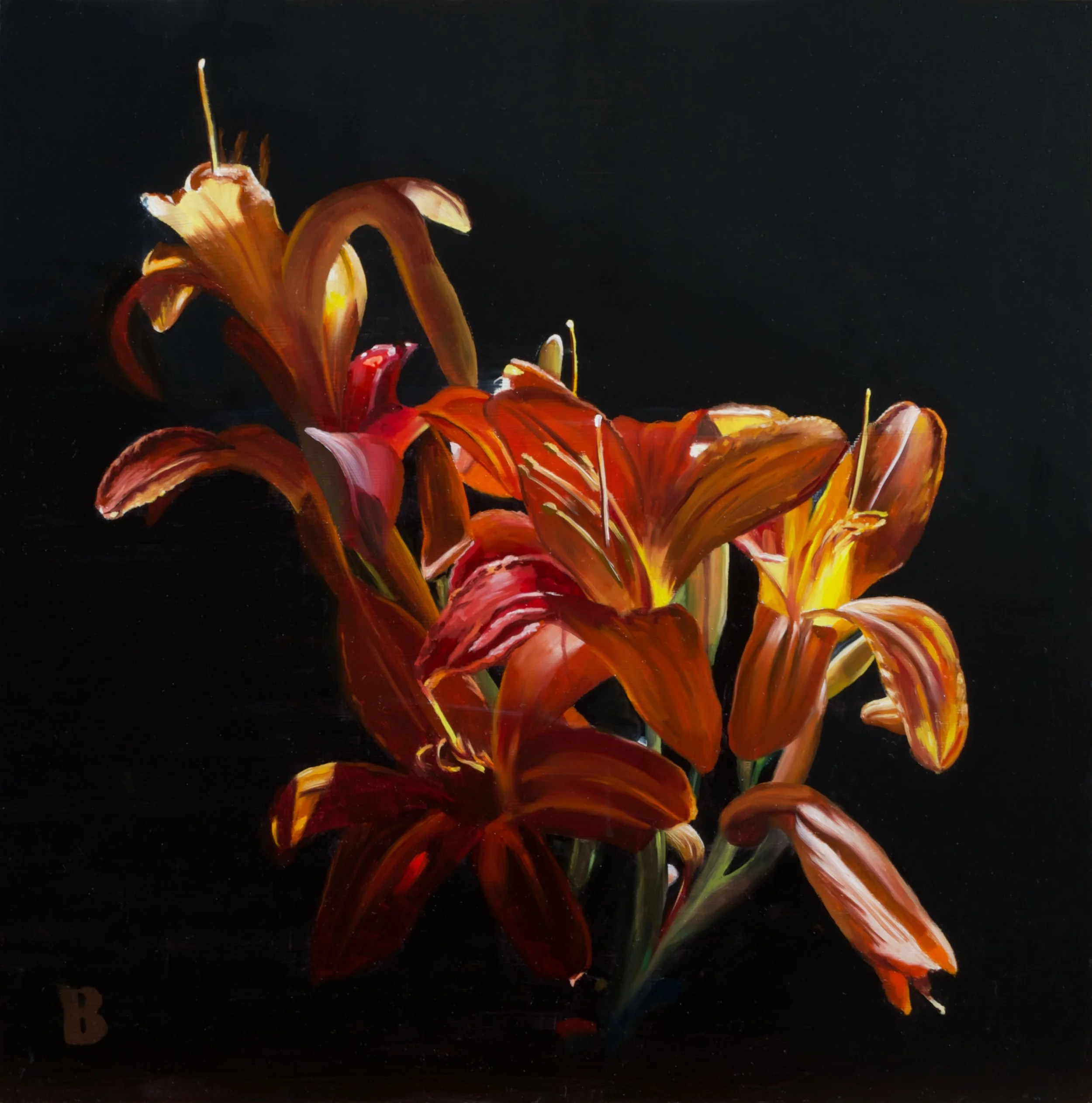 Tiger Lillies, 12 x 12, SOLD