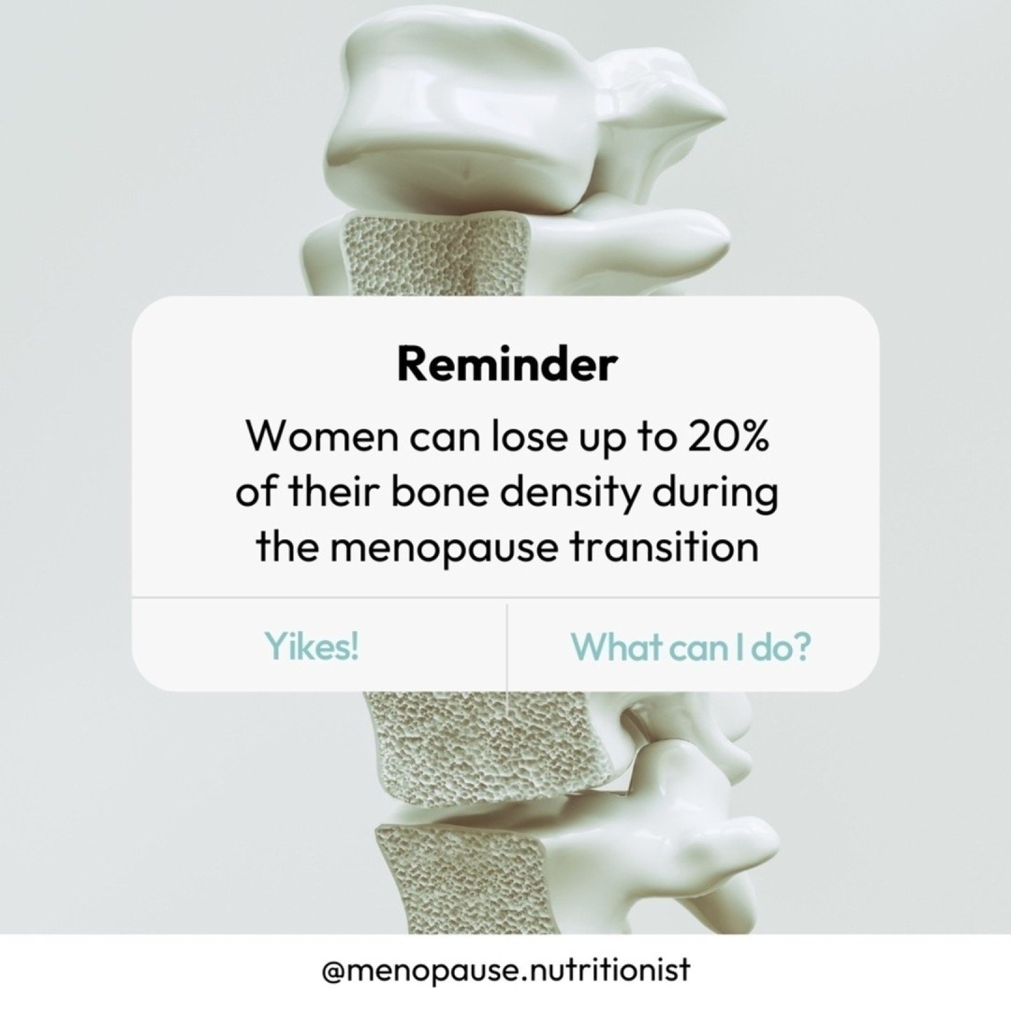 It's never too late to make your bones🦴a priority in midlife! 

You've probably heard that bone density decreases in menopause in large part due to the changes in estrogen, but do you have a good understanding of what the nutrition priorities are to