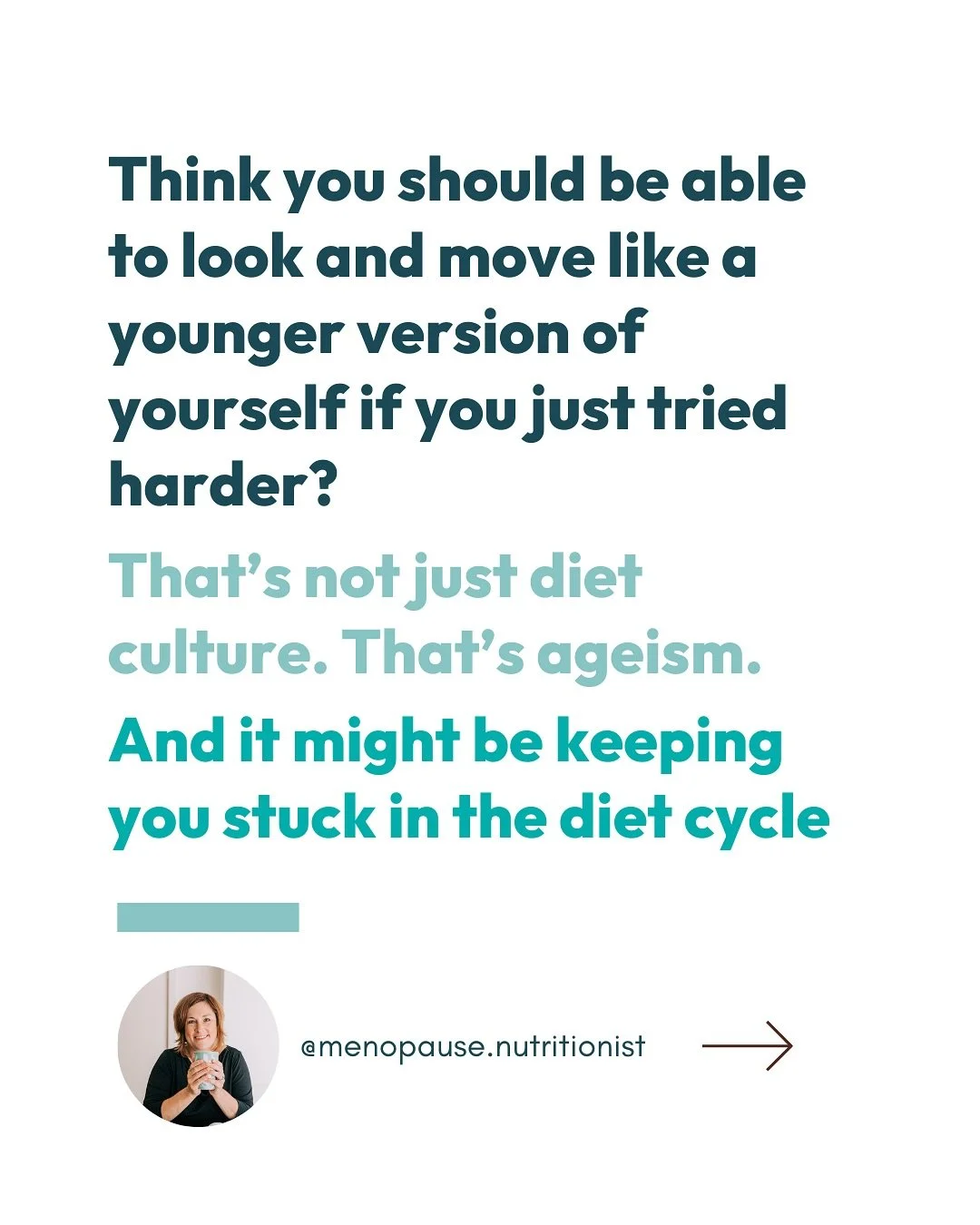 Ever catch yourself thinking&hellip; &ldquo;If I just tried harder, I could look and feel like a younger version of myself?

👉 That&rsquo;s not just diet culture talking. That&rsquo;s internalized ageism too.

When the two team up, they convince you