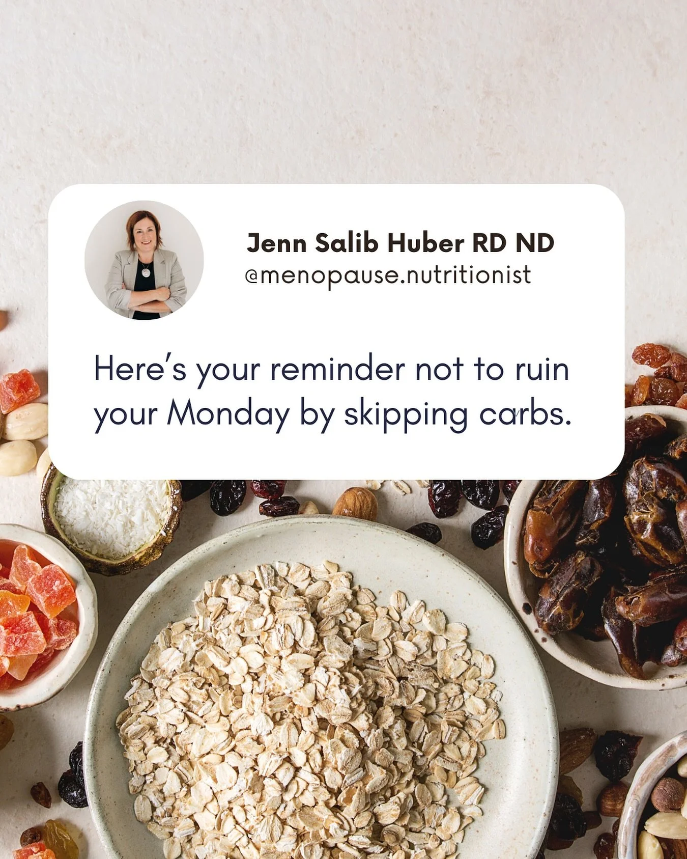 Just in case the diet mentality is trying to sneak in today...

Remember that:
💡 Glucose is your brain&rsquo;s preferred fuel source
🥖 Whole grains (including bread) are a tasty and convenient source of fiber
⚖️ Carbs aren&rsquo;t the cause of midl