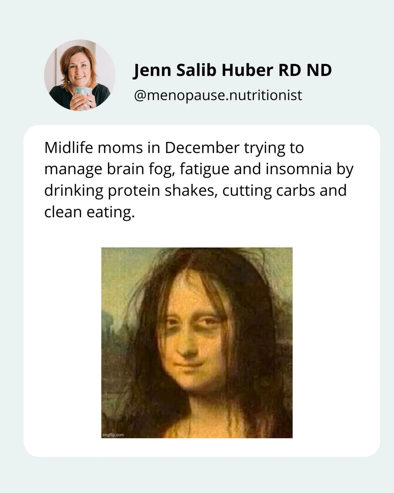 Trust me, there&rsquo;s a better way. 😜

Do your brain a favour and eat for pleasure, satisfaction and nutrition. 

📌Acknowledge that this is a low-capacity time of year and make food less complicated with &ldquo;good enough&rdquo; eating. 
📌 Don&