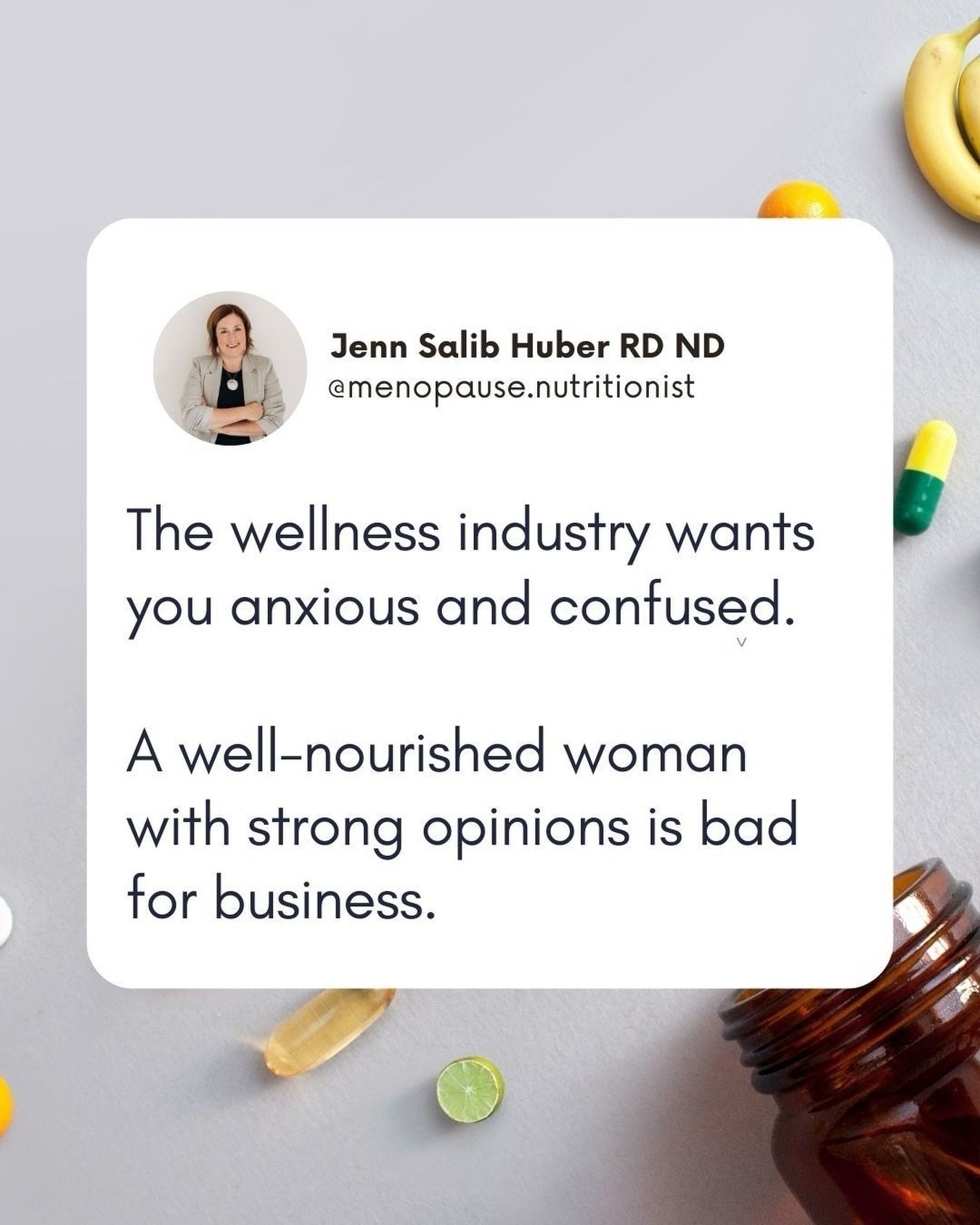 The wellness industry&rsquo;s best customer is a woman who believes her body is the problem.

Anxious, confused, and reaching for the next supplement, protocol or plan that promises to fix what isn&rsquo;t actually broken.

Here&rsquo;s what they don