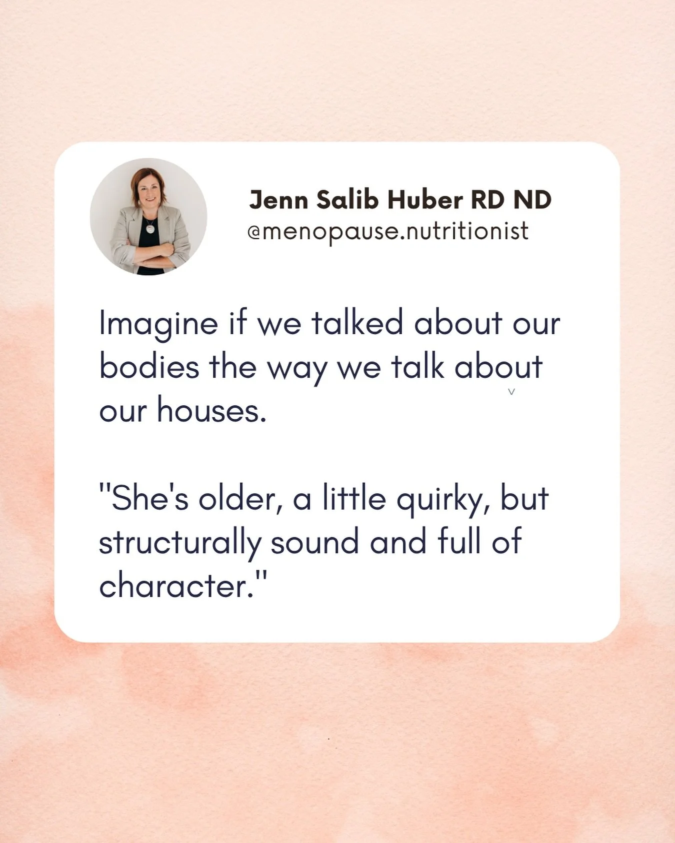 Sometimes we just need a change in perspective. 😊

Mine would be &ldquo;Mature property. Strong foundation. Previous owners did some questionable renovations in the 90s but she&rsquo;s recovered nicely.&rdquo; 🤣

Your turn!👇

#menopause #perimenop