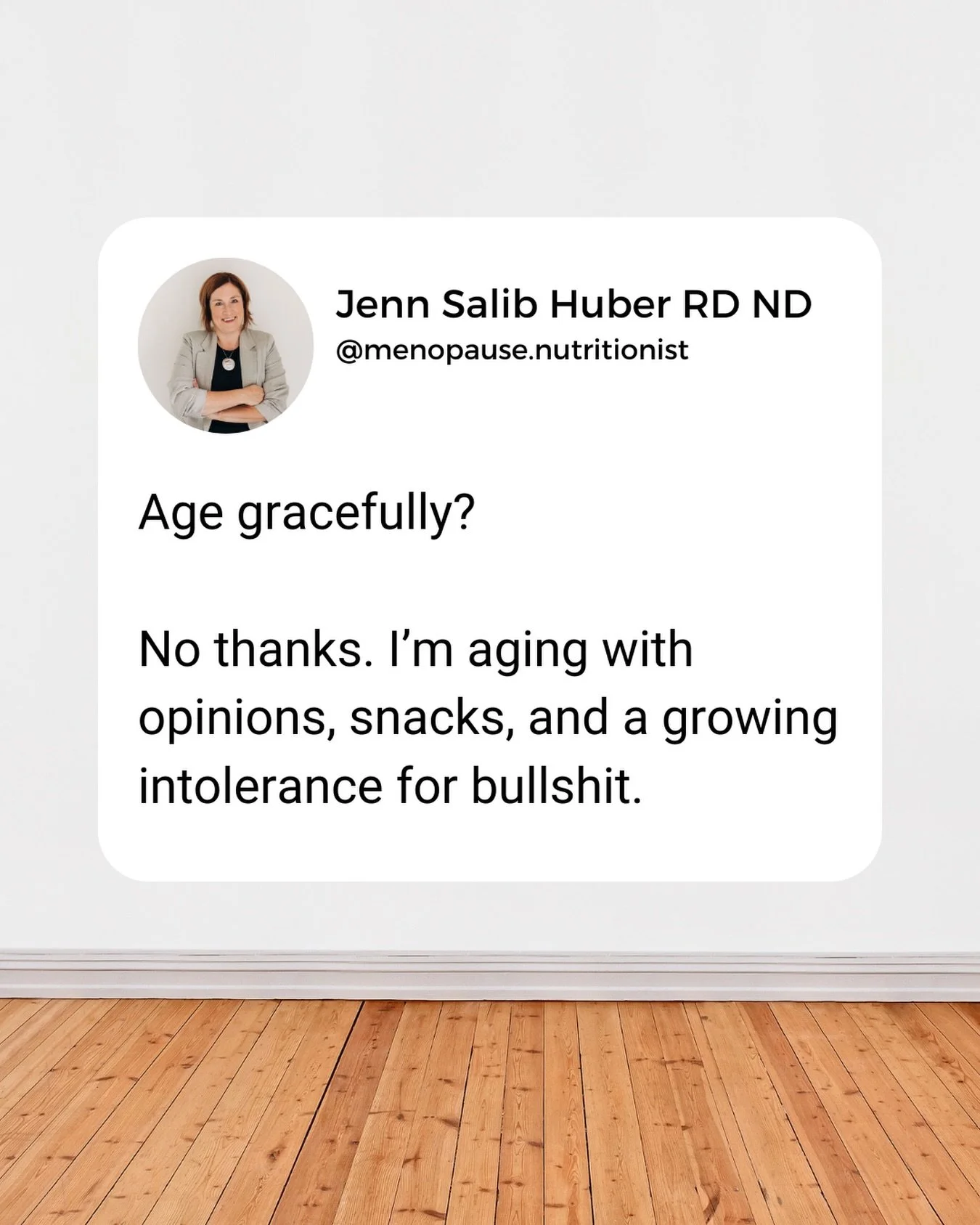 Who benefits from women &ldquo;aging gracefully&rdquo;?

It&rsquo;s not women, that&rsquo;s for sure. 

How about this instead?💪
Strong 
Confident 
Purpose-driven

What if getting older wasn&rsquo;t a bad thing? How would you eat and move differentl