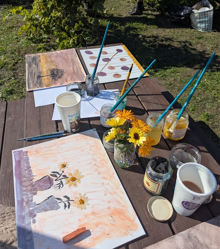 Running art sessions at our community allotment